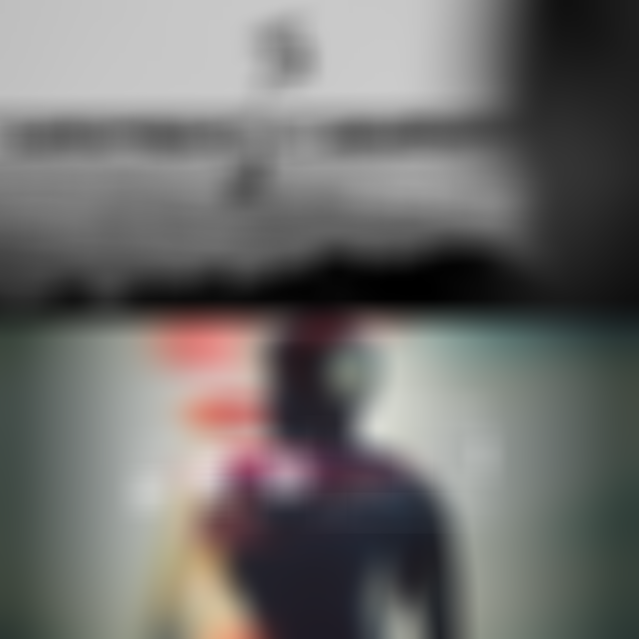 Split image: Top - Two persons wing foiling. Bottom - digital graphic of a helmeted figure with overlaying futuristic data.