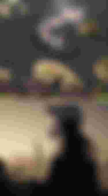 Top: Person biking down a dark, dusty slope with scattered vegetation. Bottom: Silhouetted profile of a biker holding a helmet at sunset.