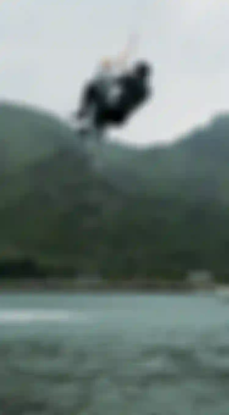 woman doing a kite air trick