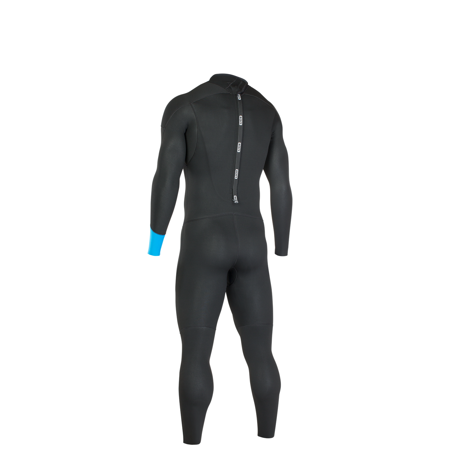 ION Base Backzip Neoprenanzug Fullsuit in schwarz mit cyan Akzent — Rückansicht