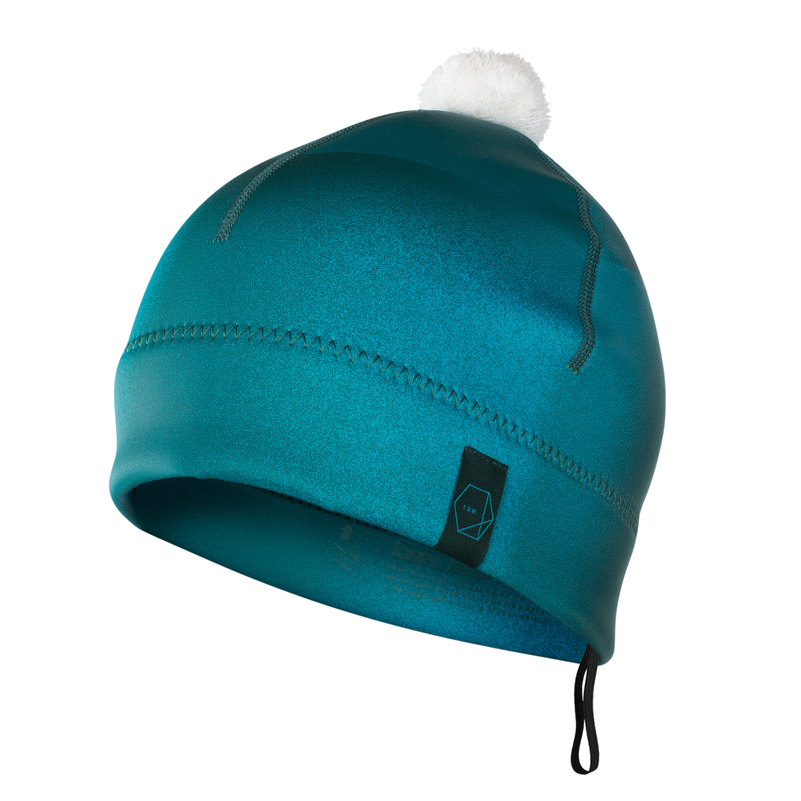 ION Neo Bommel Beanie bonnet néoprène coupe-vent en bleu foncé avec pompon blanc