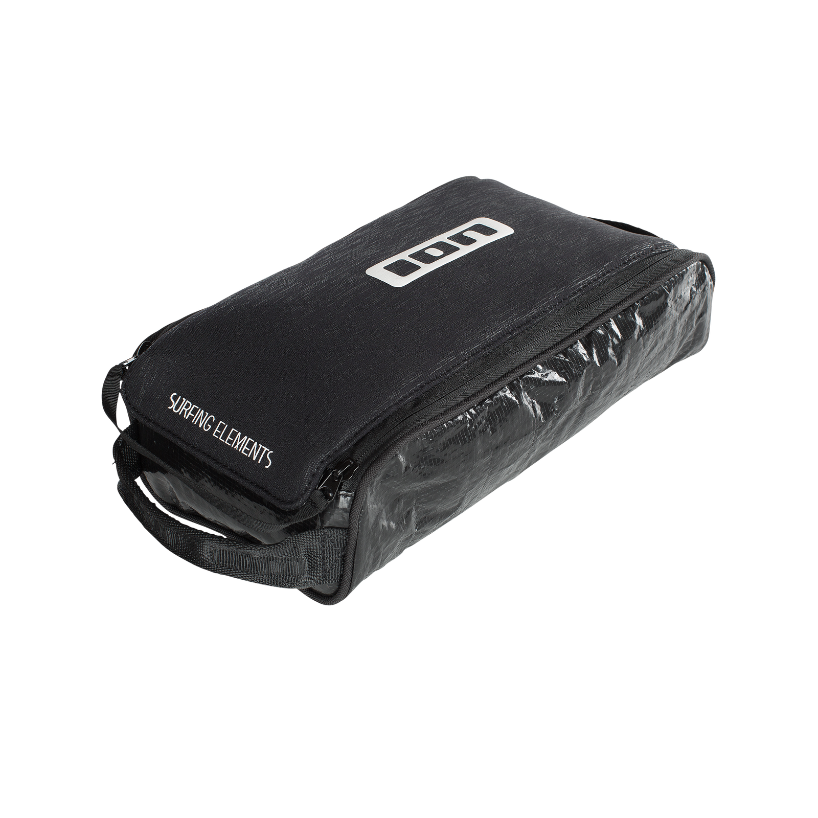 ION Universal Shoe Bag in black with transparent PVC panel and ION logo, front view