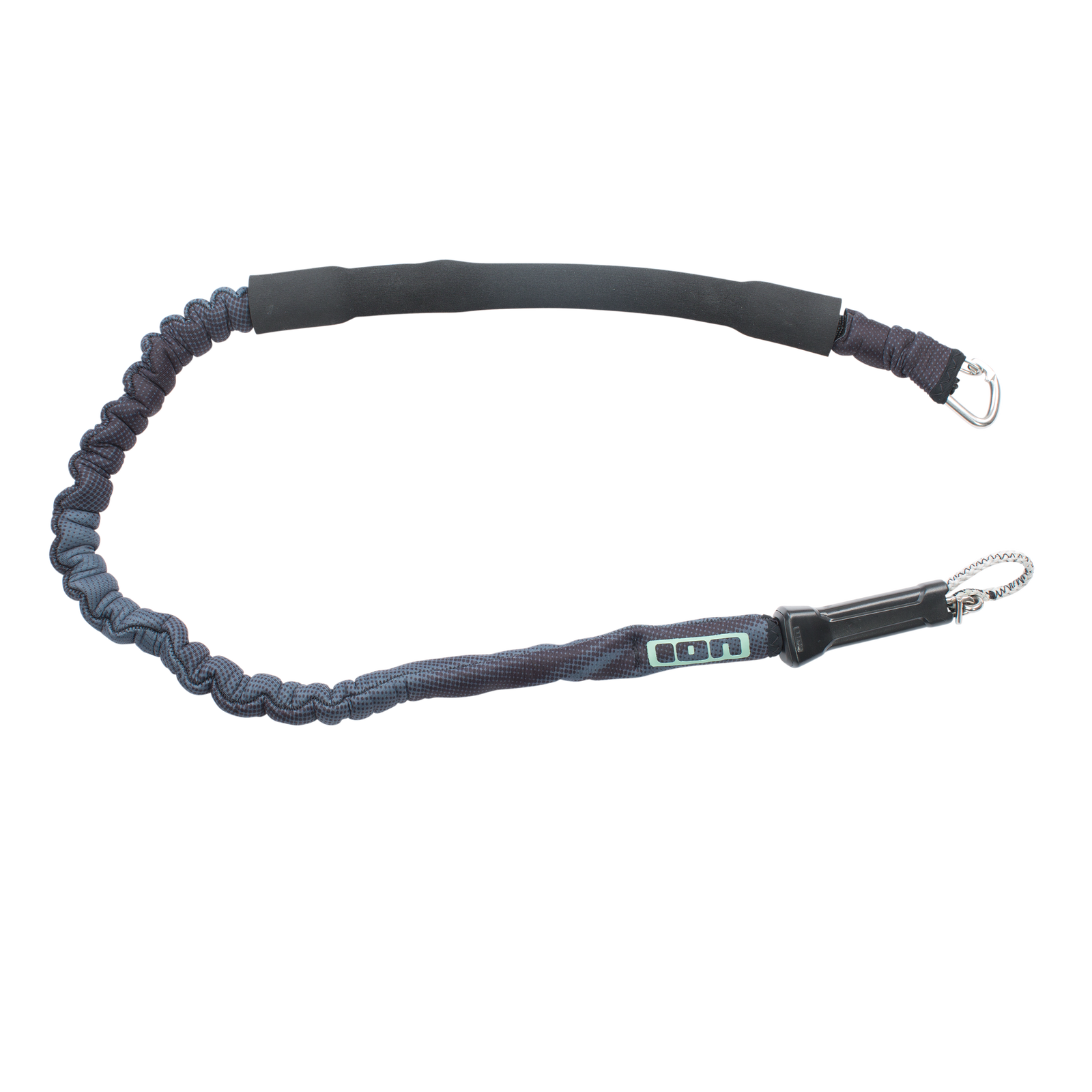 ION Handle Pass Leash Kiteleine 100/140 cm in dunkelgrau mit Bungee-Extension und Edelstahlkarabiner