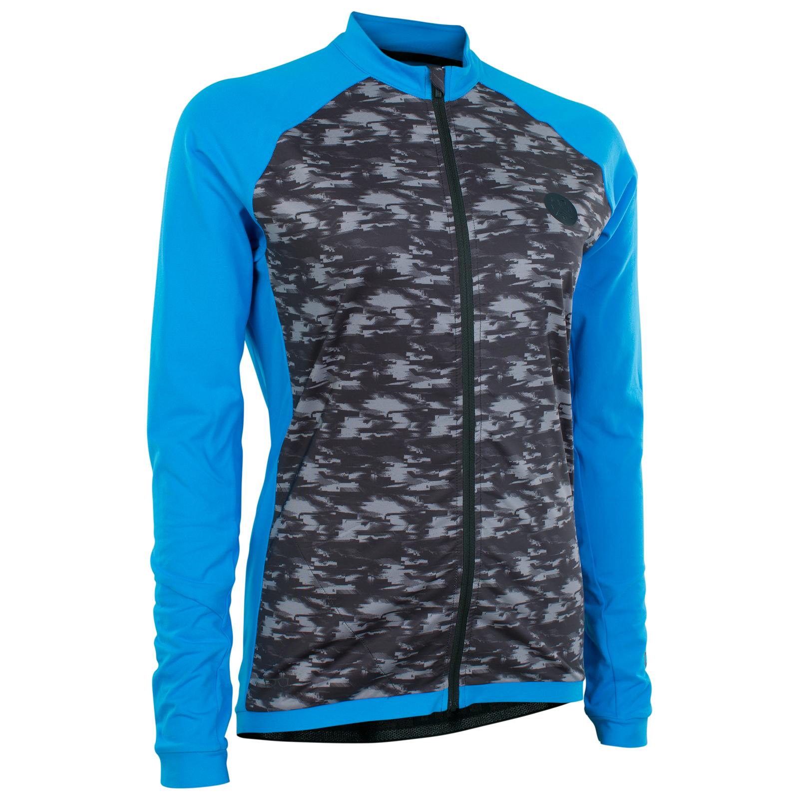 ION Traze AMP Damen Langarm-Radtrikot mit Vollfrontreißverschluss in cyan und dunkelgrau