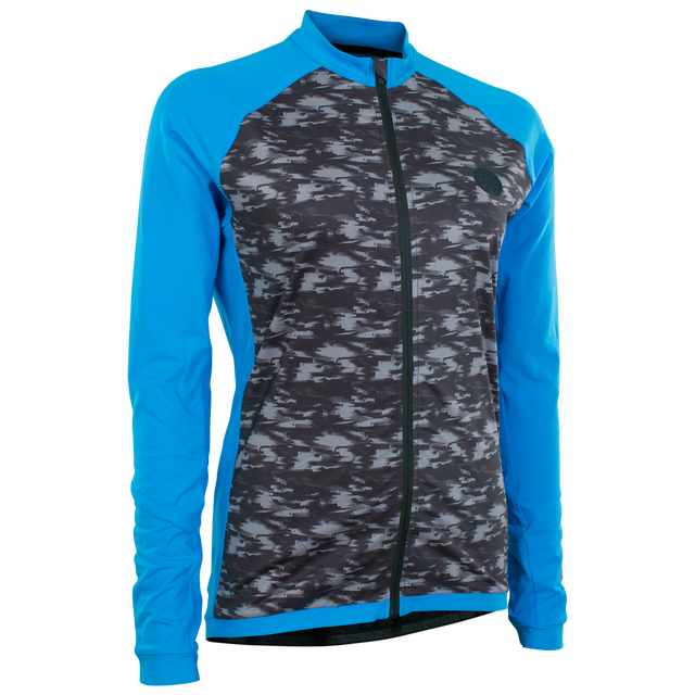 ION Traze AMP Damen Langarm-Radtrikot mit Vollfrontreißverschluss in cyan und dunkelgrau