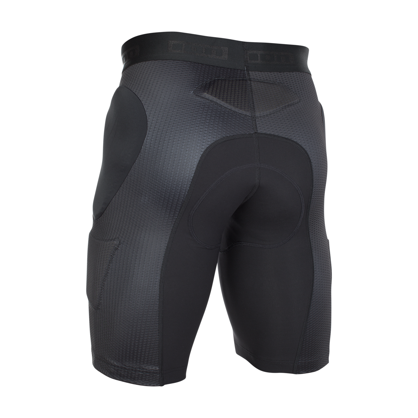 ION Bike Protection Short Plus Scrub AMP impact shorts in black with SAS-TEC hip and tailbone padding