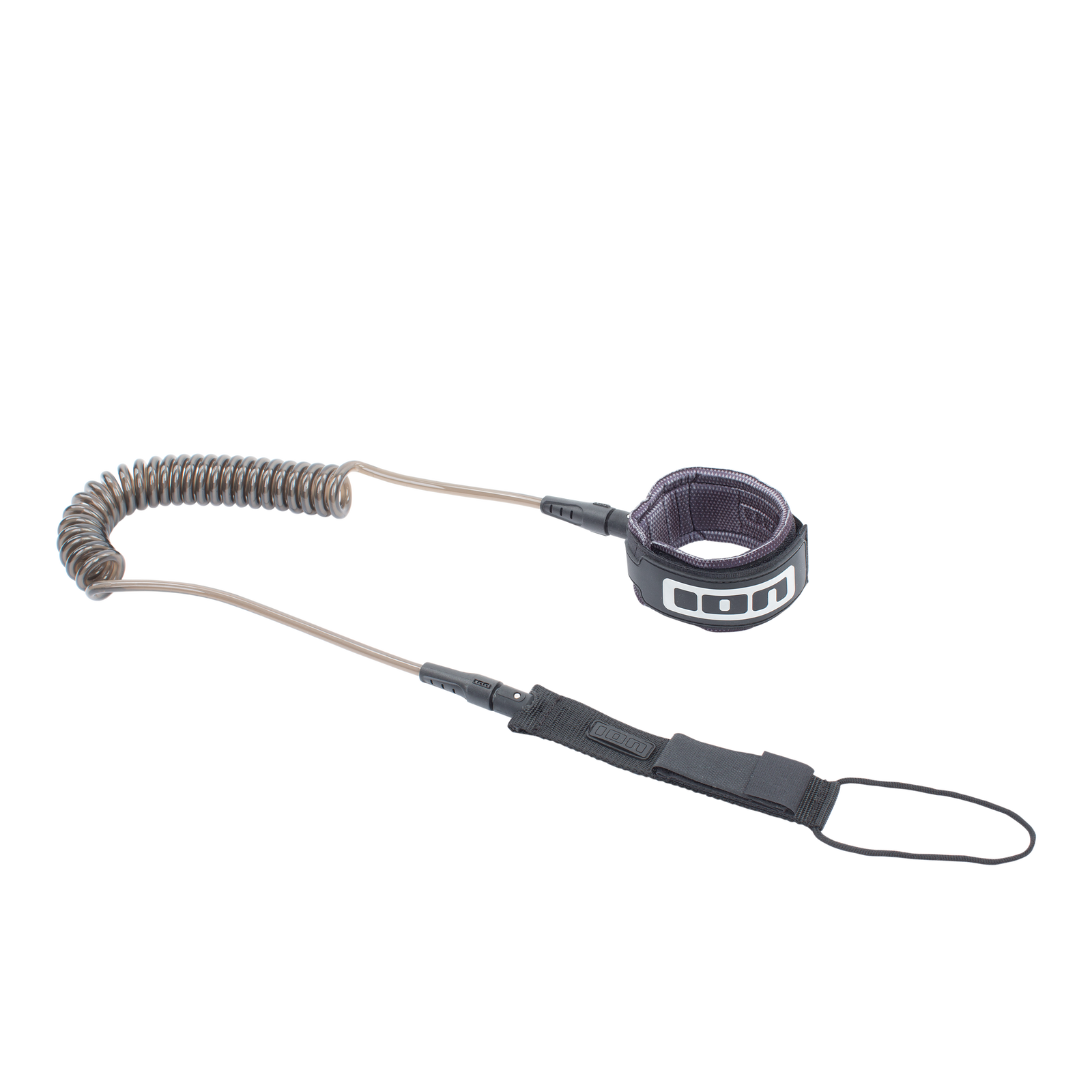 Leash da caviglia SUP ION Tec Coiled in grigio scuro e grigio con polsino EVA