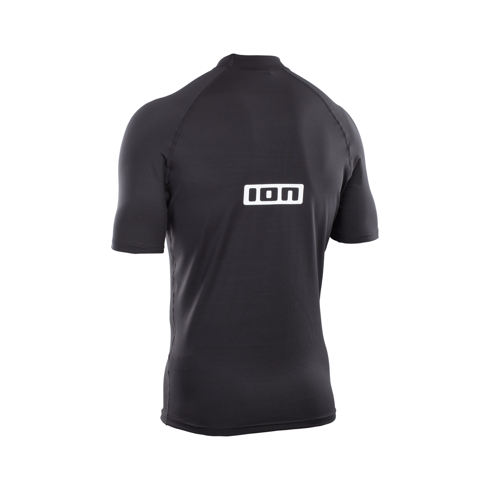 ION Promo men's short-sleeve rash guard in black – back view with ION logo