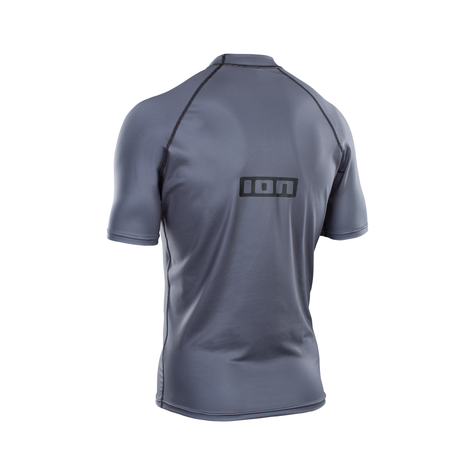 ION Promo men's short-sleeve rash guard in slate grey, back view with UV protection