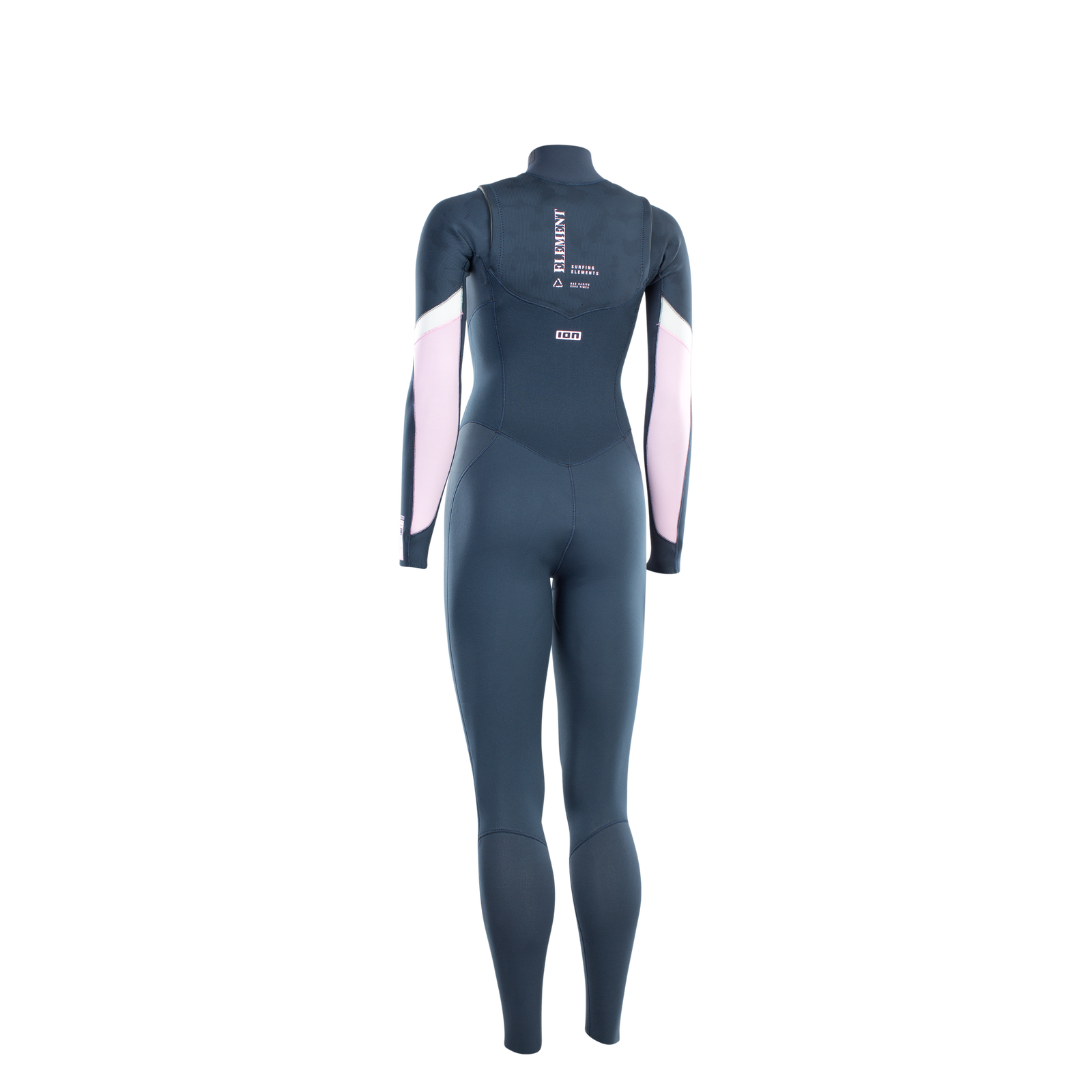 ION Element 3/2mm front-zip fullsuit women in dark slate blue and pink