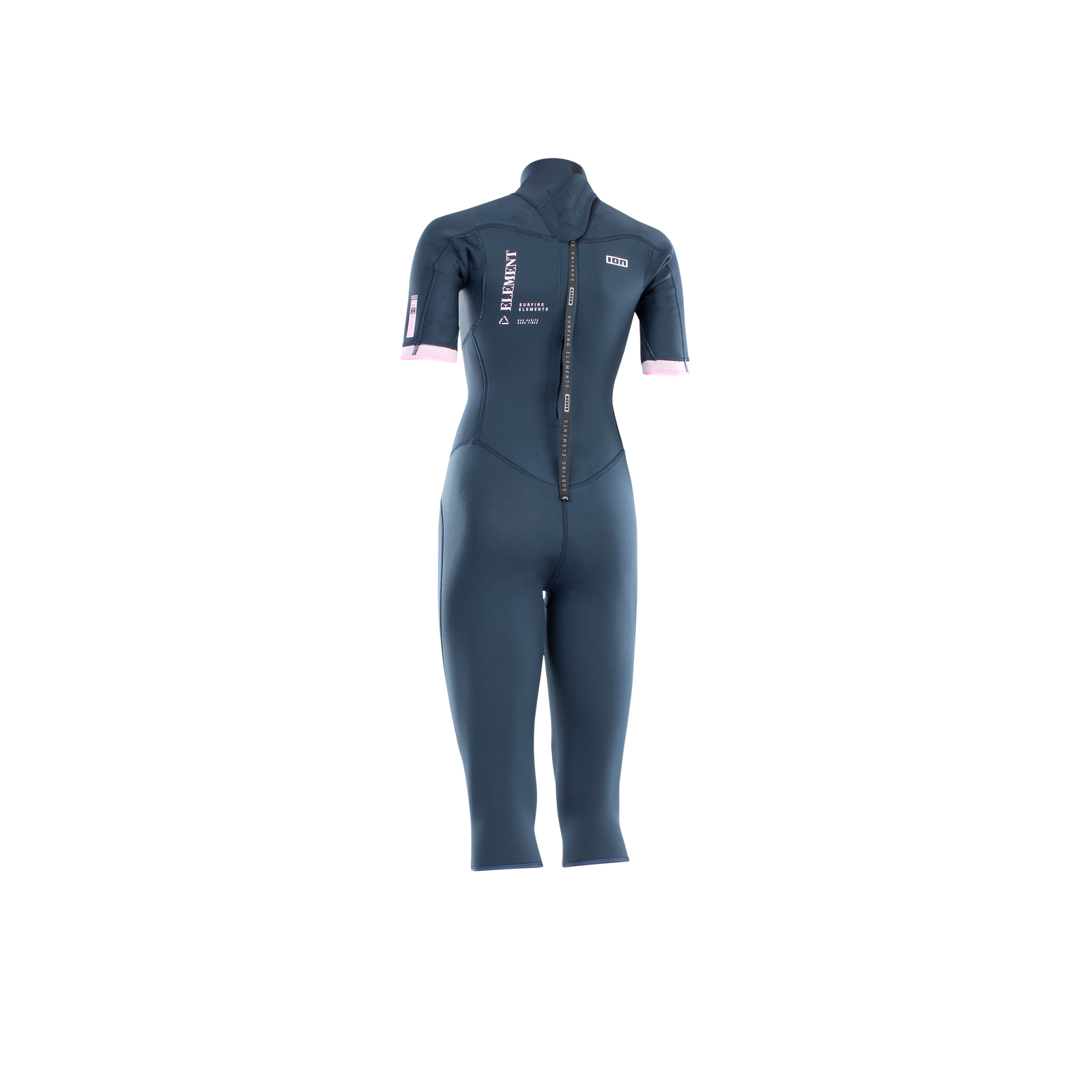 ION Element 3/2mm Backzip Shorty-Neoprenanzug (Overknee) in schieferblau und rosa