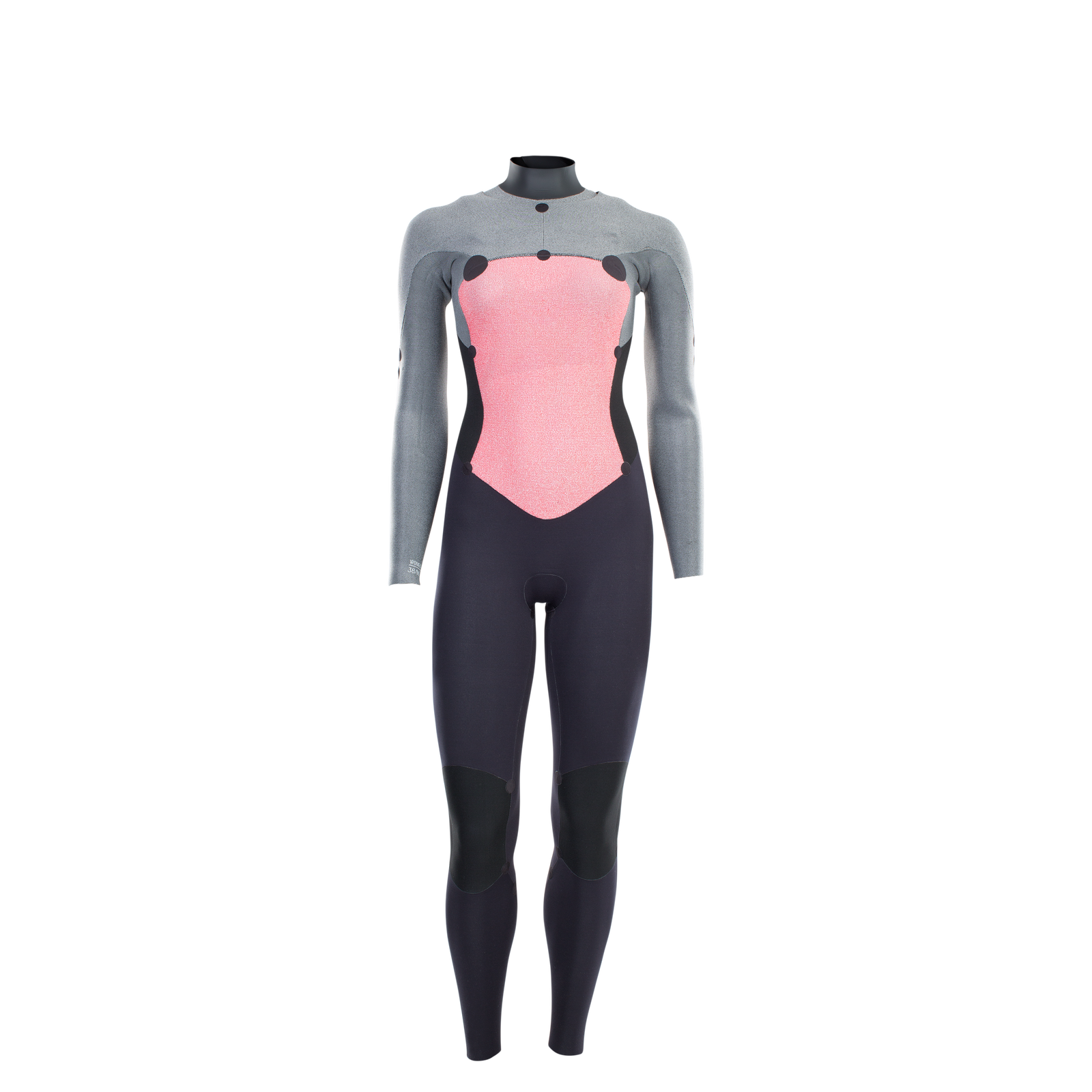 ION Element 3/2mm front-zip fullsuit wetsuit in charcoal, grey and pink