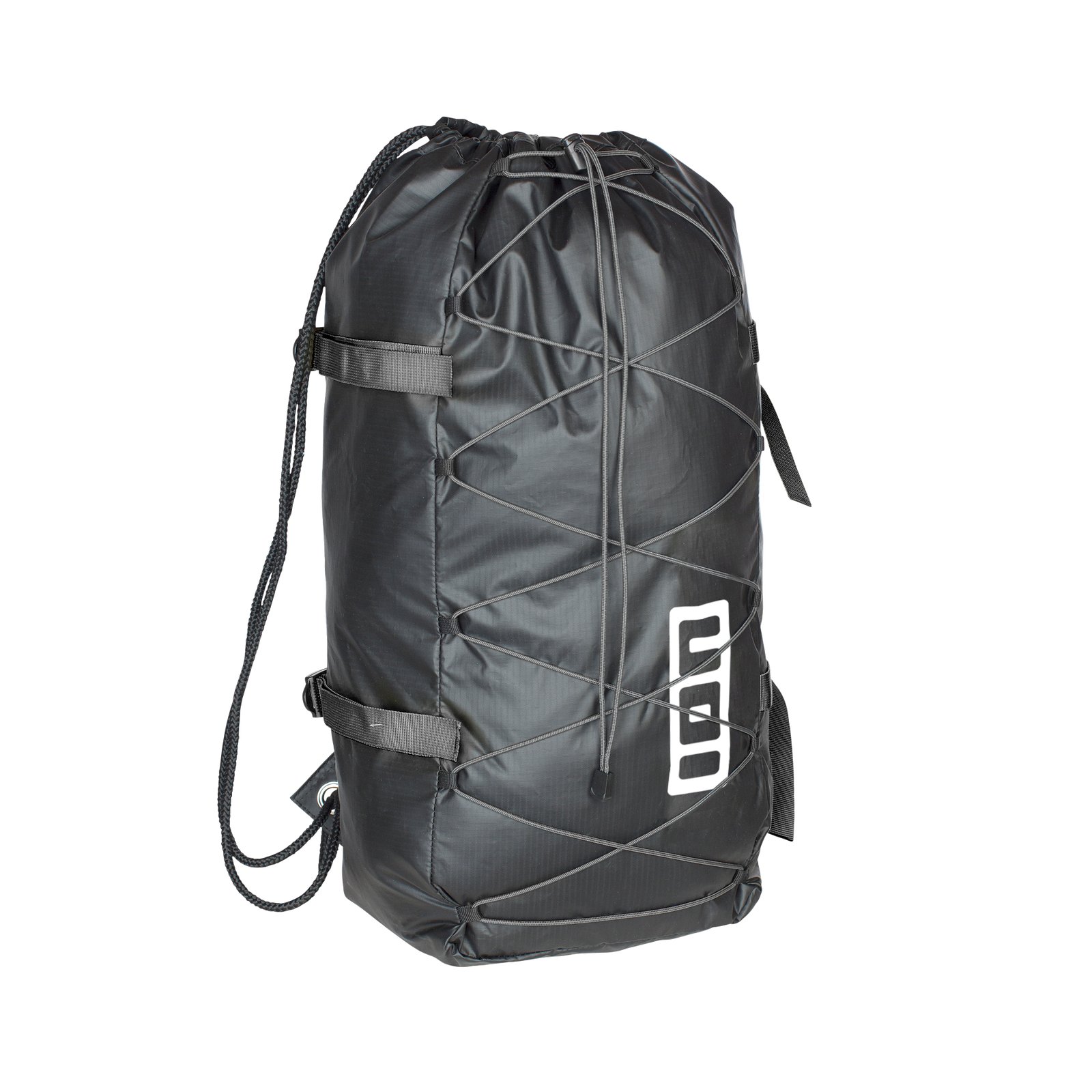ION Crush kite compression bag in charcoal black with drawstring closure and compression cord system