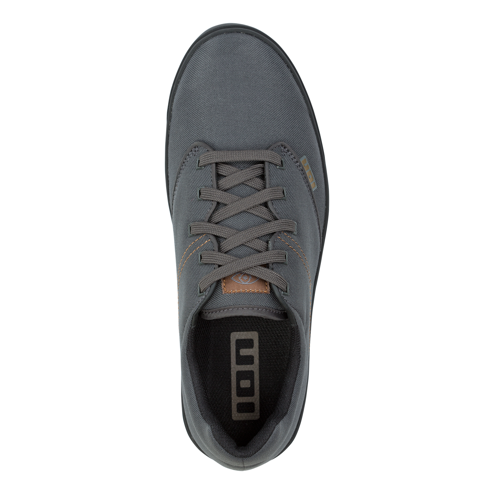 ION Seek unisex flat-pedal bike shoe in grey with lace closure, top view