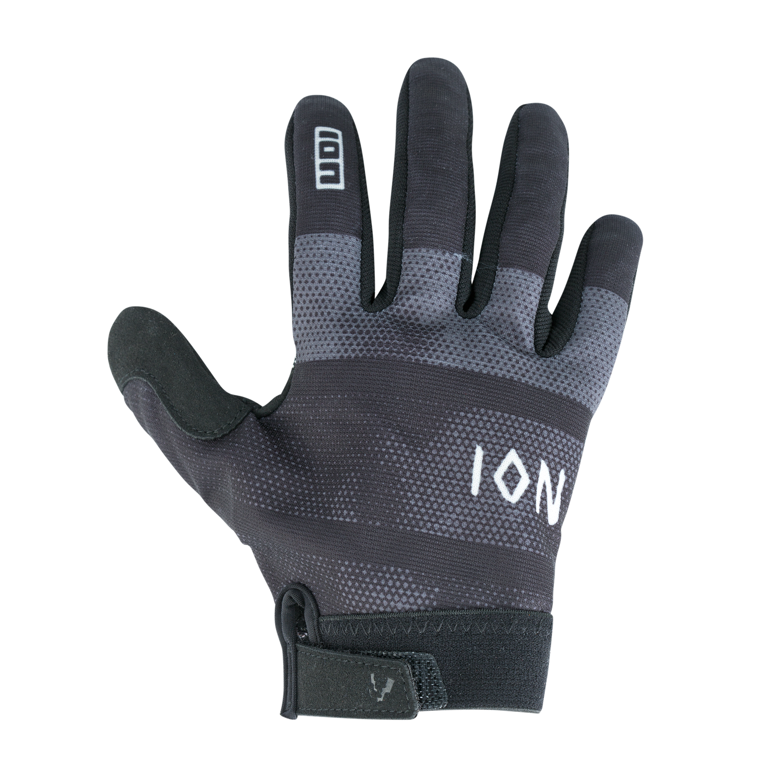 ION Scrub Youth full-finger bike gloves in black and dark grey