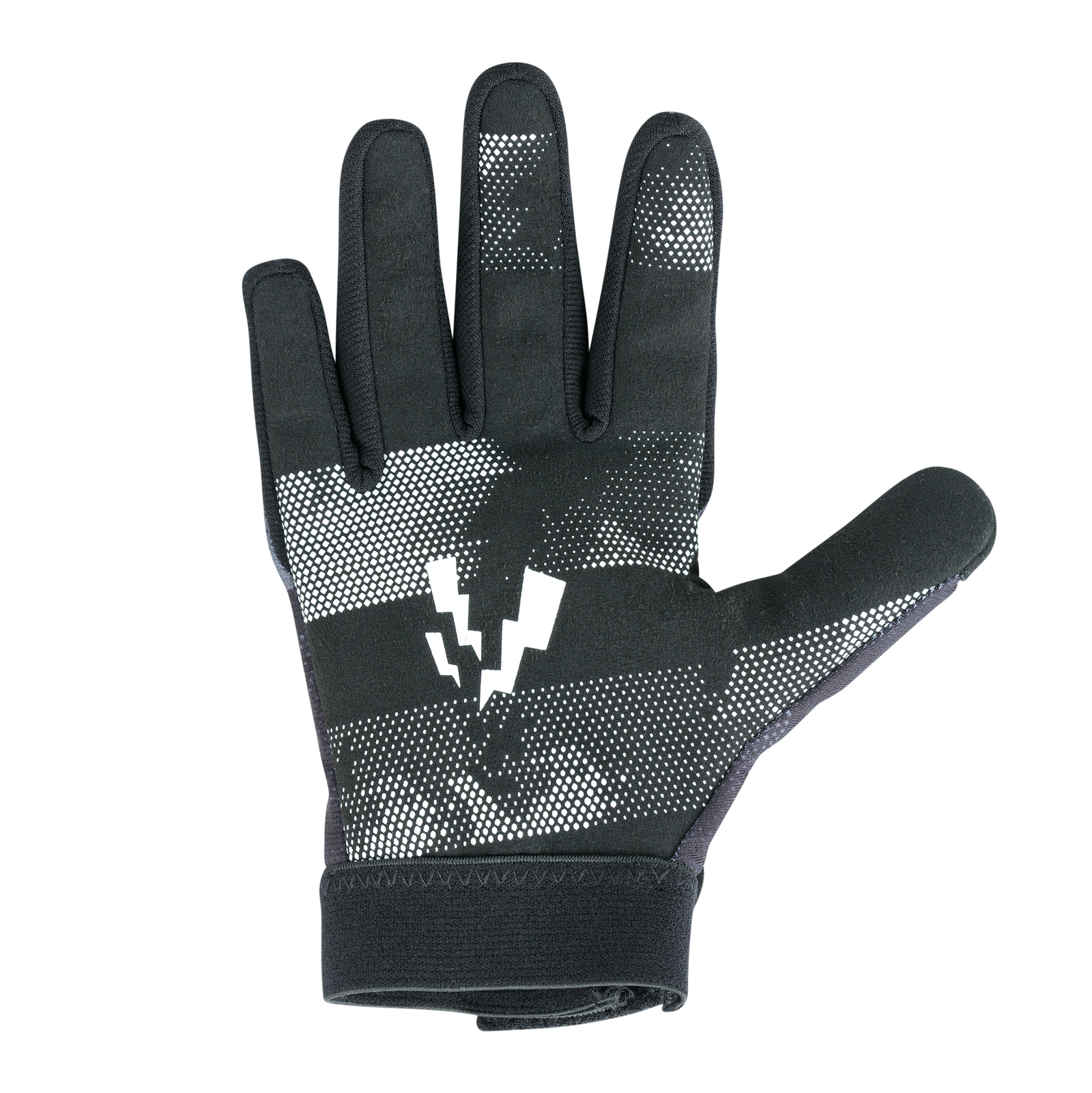 ION Scrub Youth full-finger bike gloves in black with silicone grip, palm view
