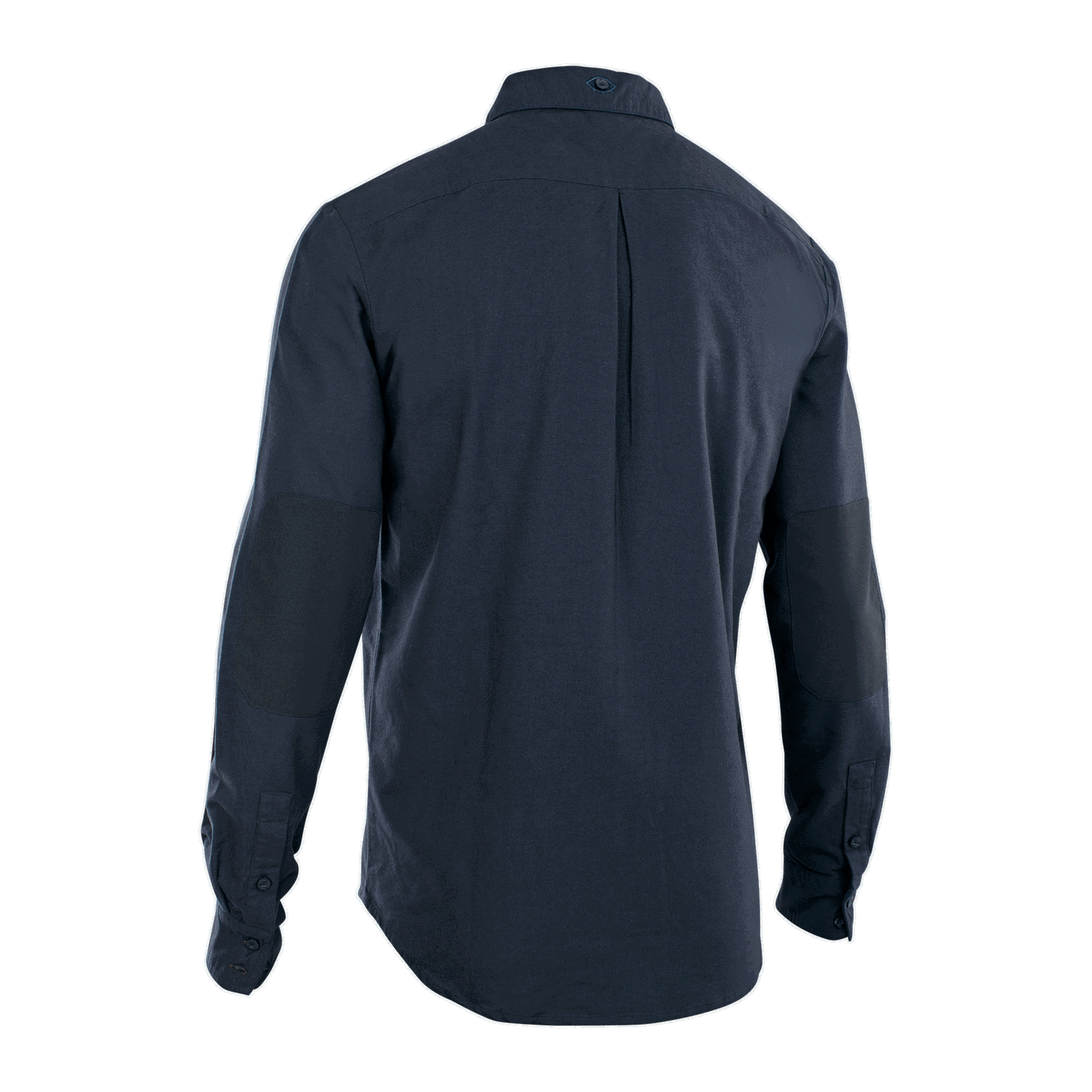 ION Bike Seek Amp Langarm-Bikeshirt in dunkelblau Rückenansicht mit Ellbogenverstärkungen