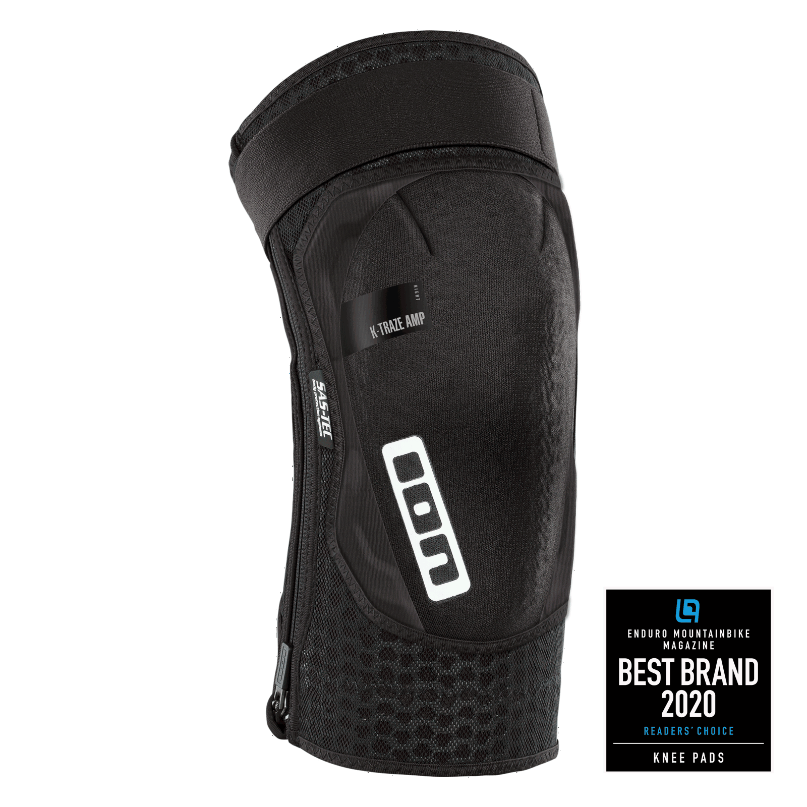 ION K-Traze Amp knee pads in black with SAS-TEC pad and side zip