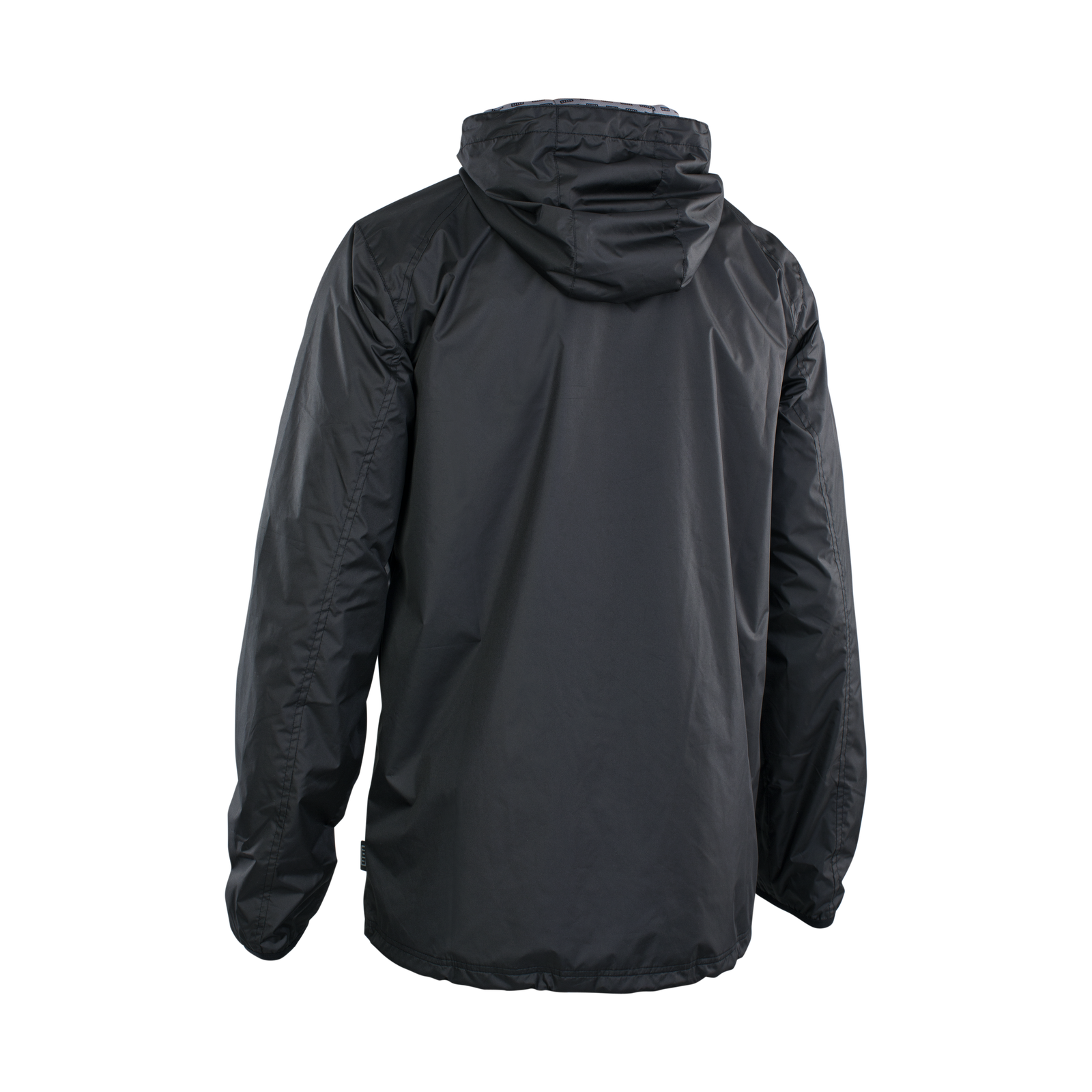ION Logo Rain Regenjacke unisex in schwarz, Rückenansicht mit Kapuze