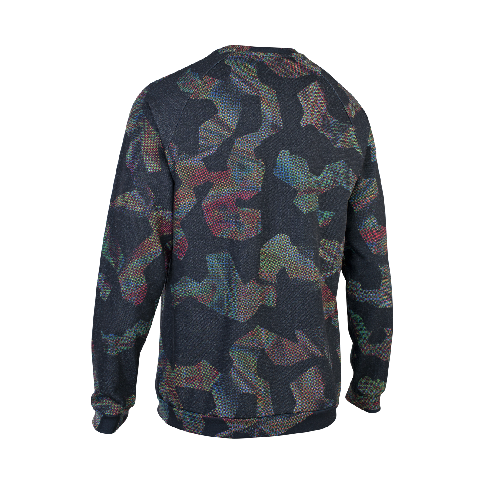 ION Bike Sweater Allover Herren Langarm-Sweatshirt mit Camouflage-Print in dunkelgrau, petrol und rot