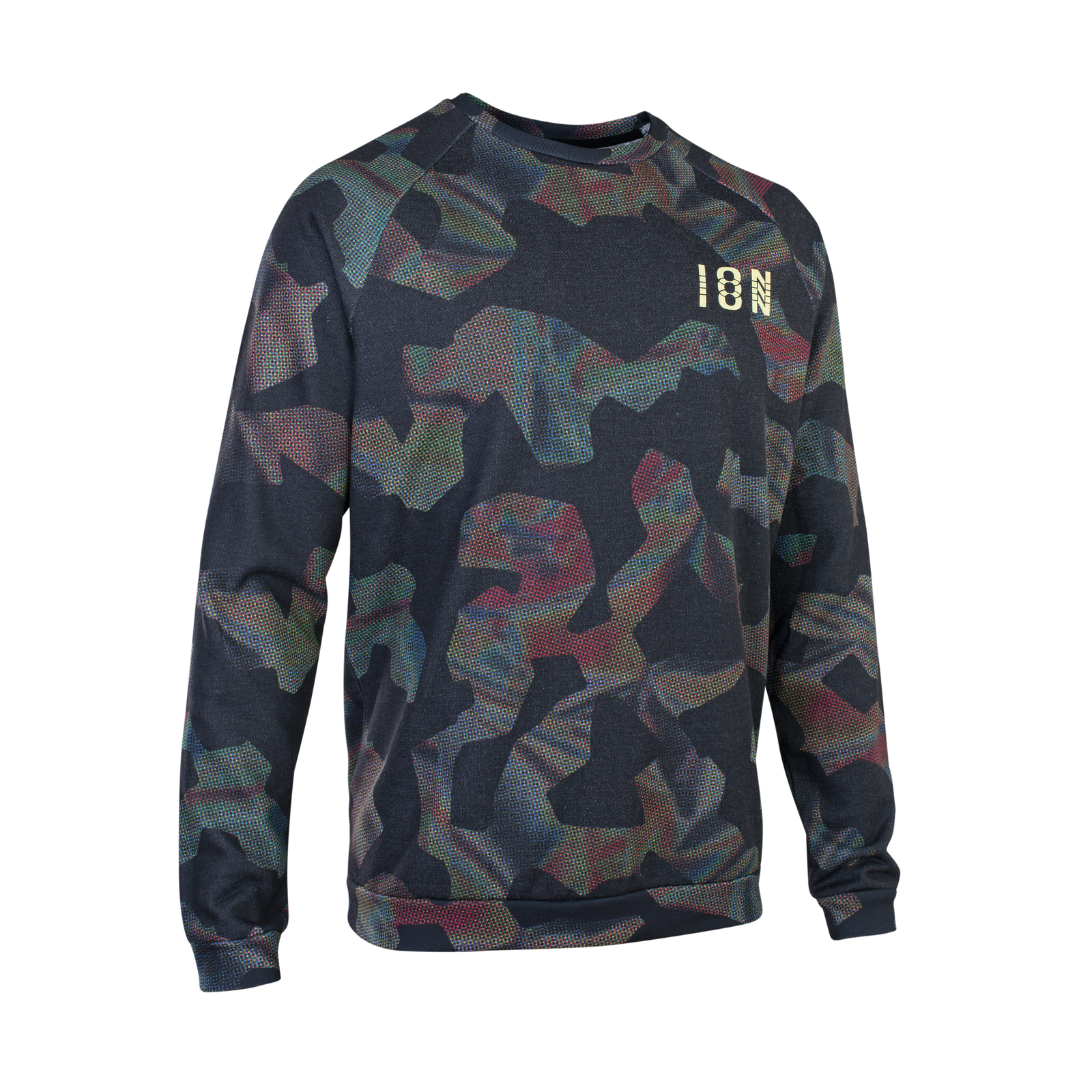 ION Bike Sweater Allover Herren Langarm-Sweatshirt in dunkelgrau mit Allover-Camo-Print