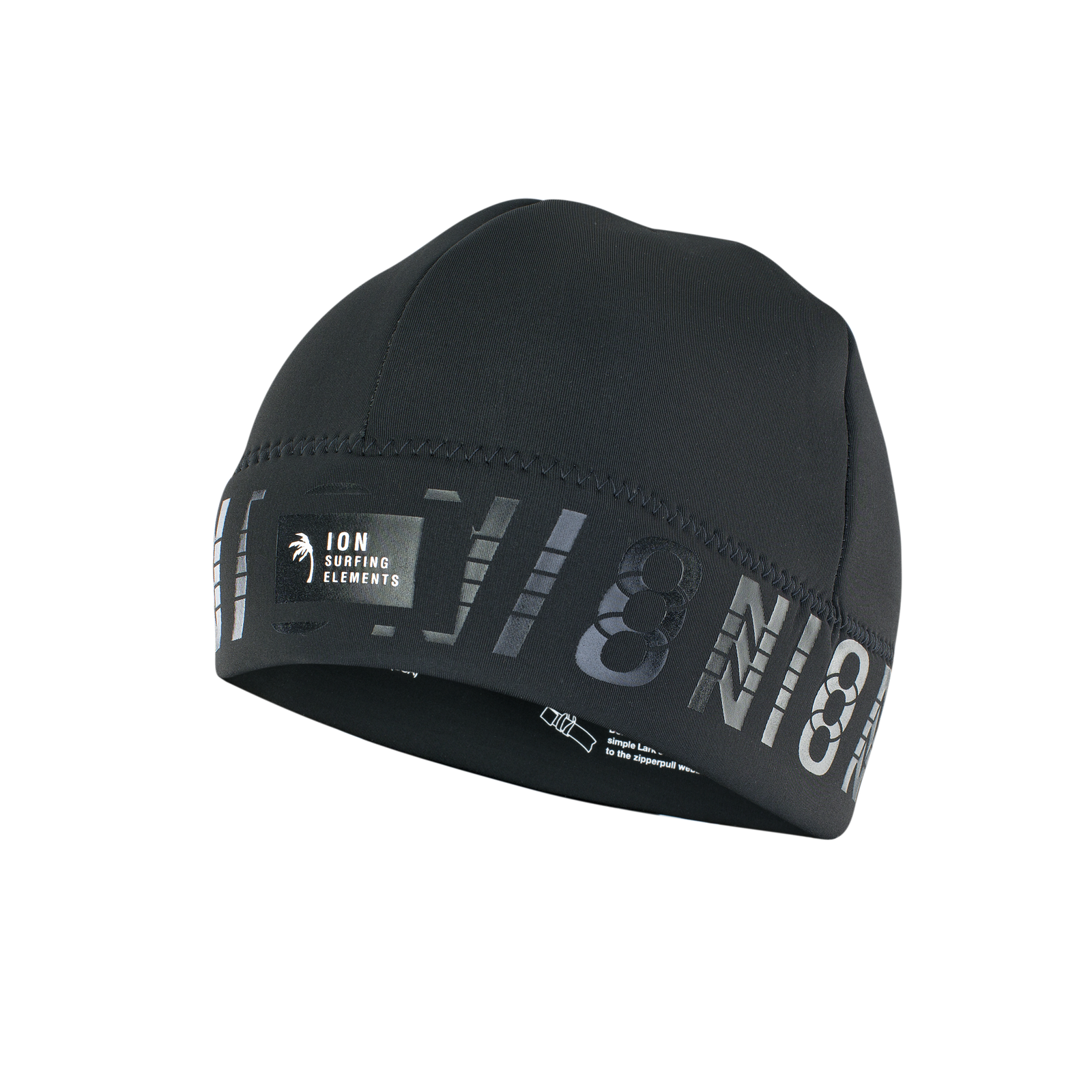 ION Neo Logo Beanie bonnet néoprène unisexe en noir avec bande logo