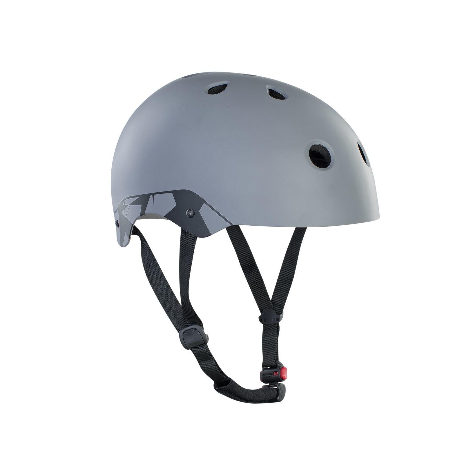 ION Hardcap Amp helmet in slate grey with black chin straps, three-quarter view