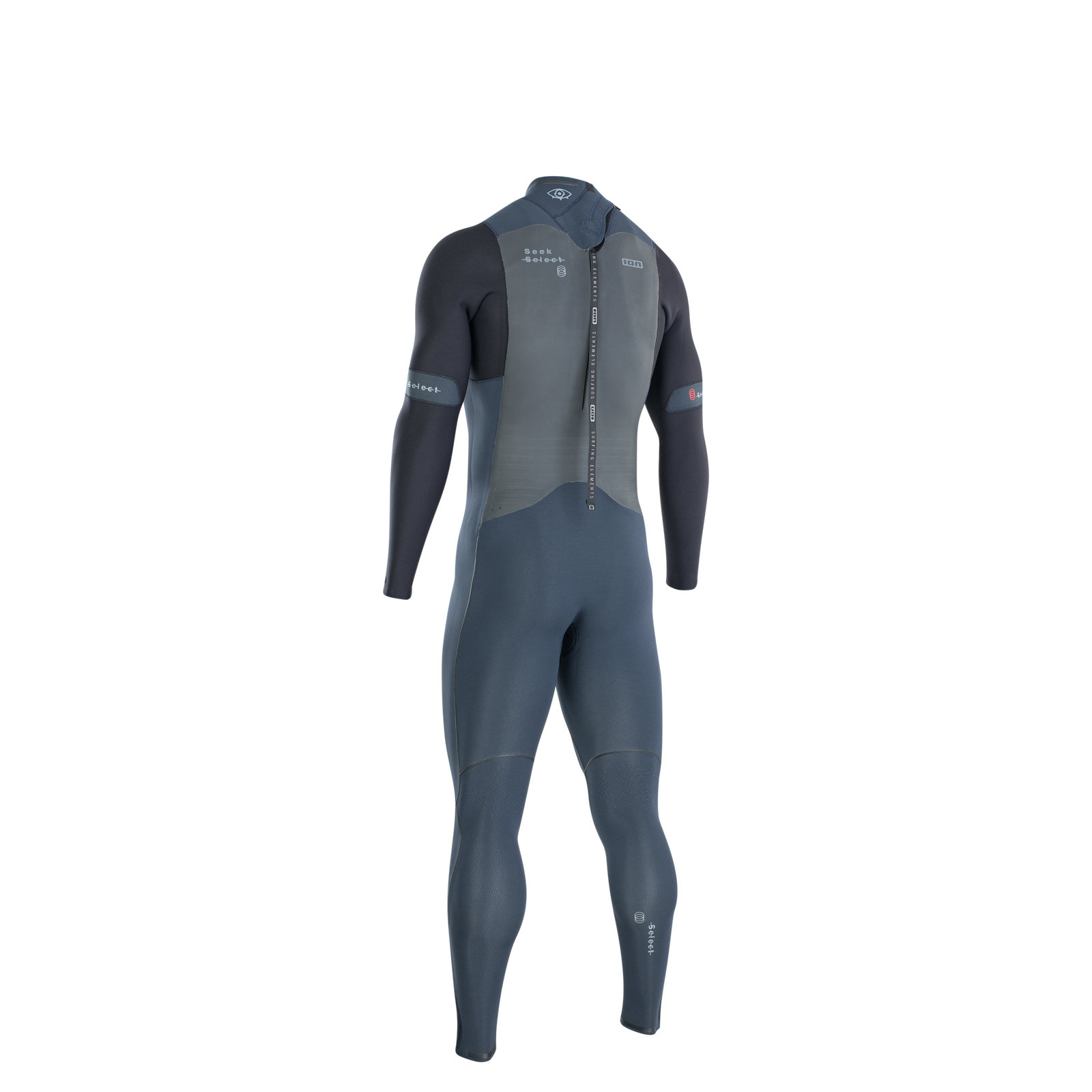 ION Seek Select 4/3mm back-zip fullsuit wetsuit in dark slate blue and grey