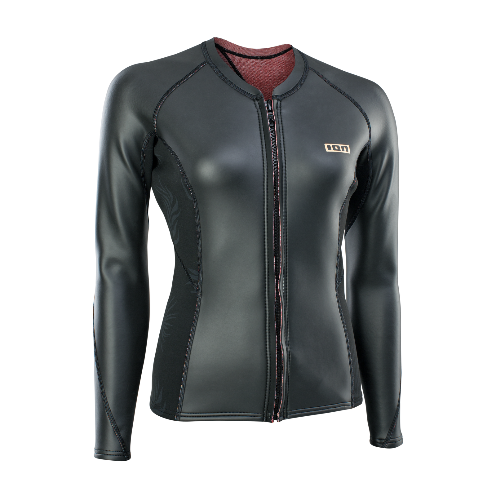 ION Neo Zip Top 2/1 LS Skin haut en néoprène femme en noir avec fermeture éclair frontale