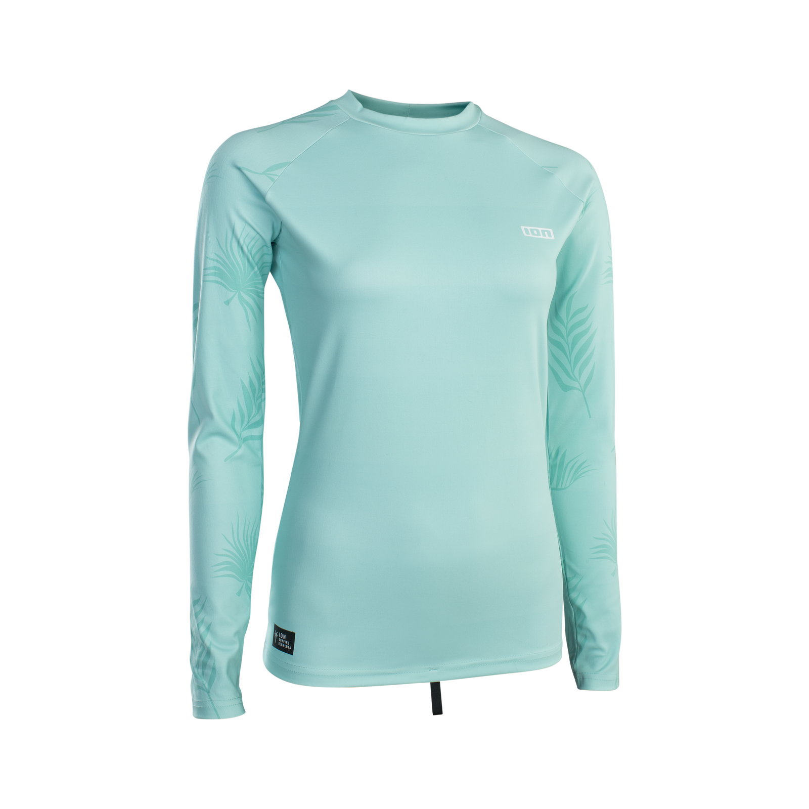ION Rashguard LS Damen Langarm-Shirt in mint türkis mit Palmblatt-Print