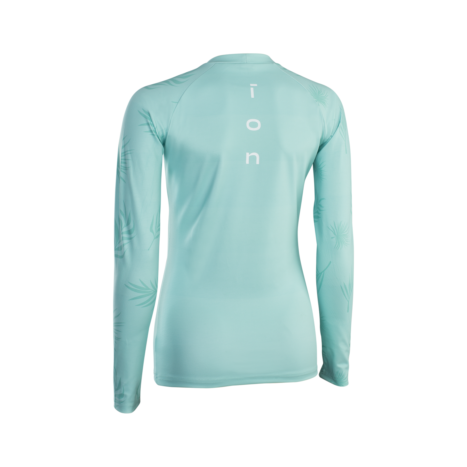 ION Rashguard LS Damen Langarm-Shirt in mint mit tropischem Print — Rückenansicht
