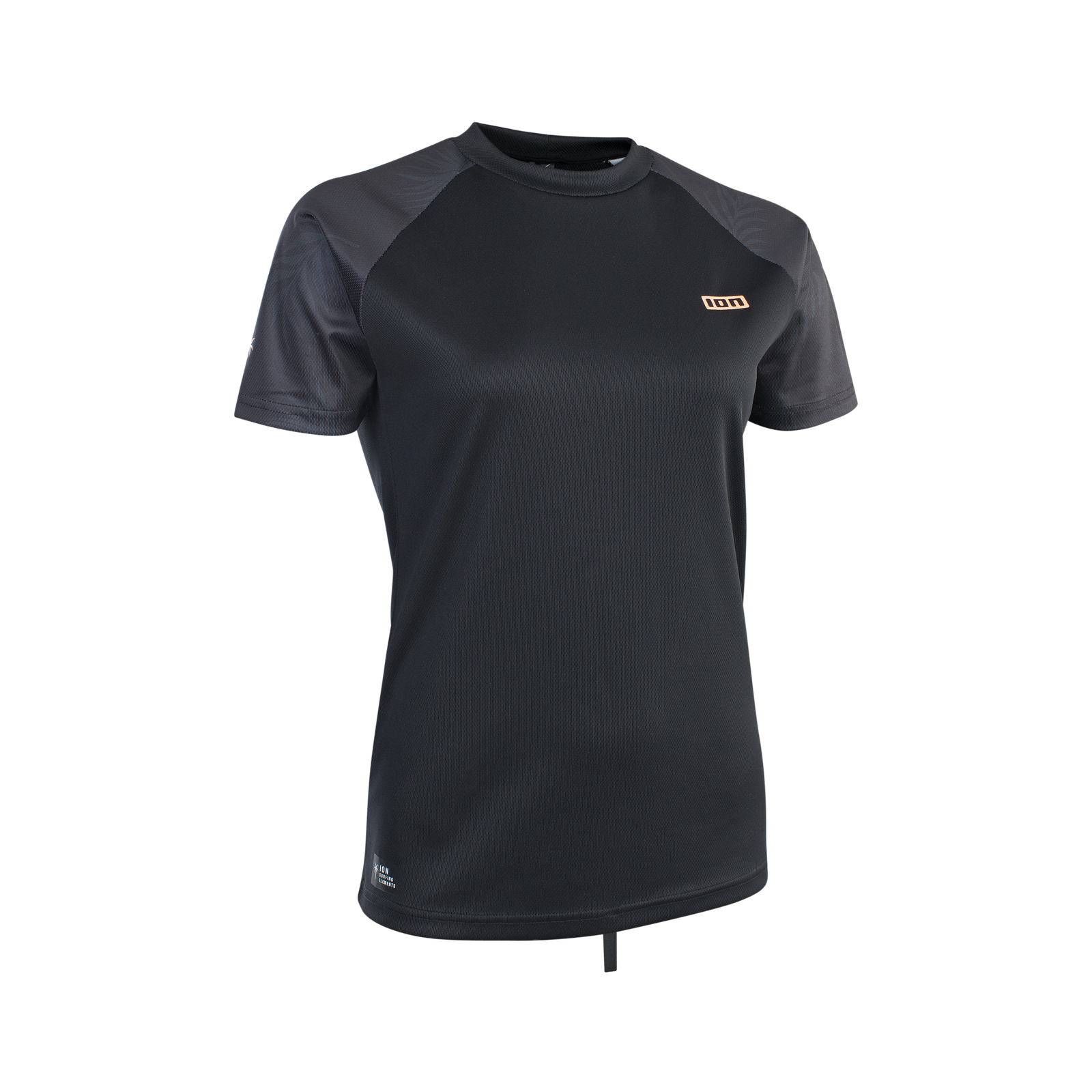 ION Wetshirt SS Damen Rashguard in schwarz mit dunkelgrauen Raglanärmeln