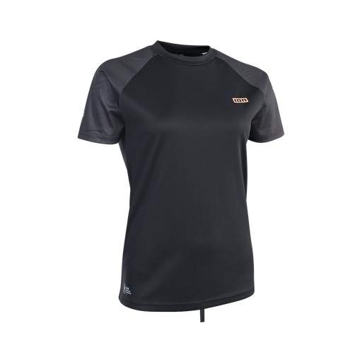 ION Wetshirt SS Damen Rashguard in schwarz mit dunkelgrauen Raglanärmeln