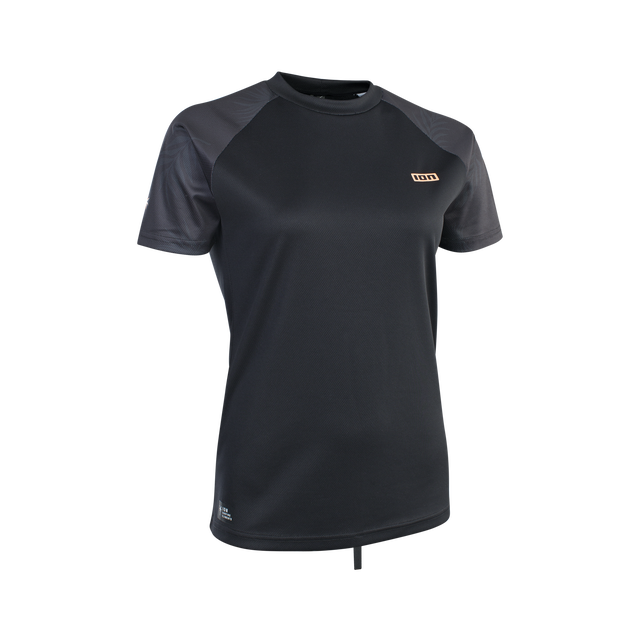 ION Wetshirt SS Damen Rashguard in schwarz mit dunkelgrauen Raglanärmeln