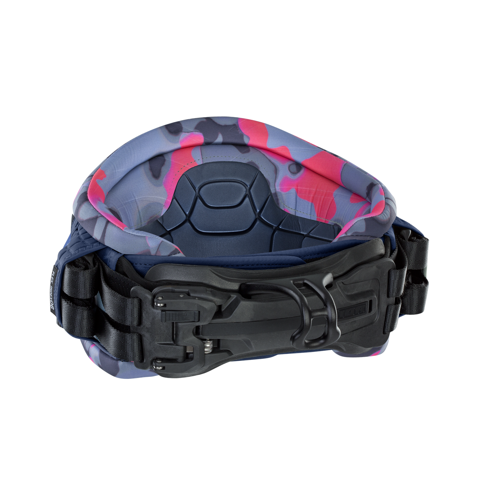 ION Nova waist harness in navy blue with pink camo print and EVA back pad