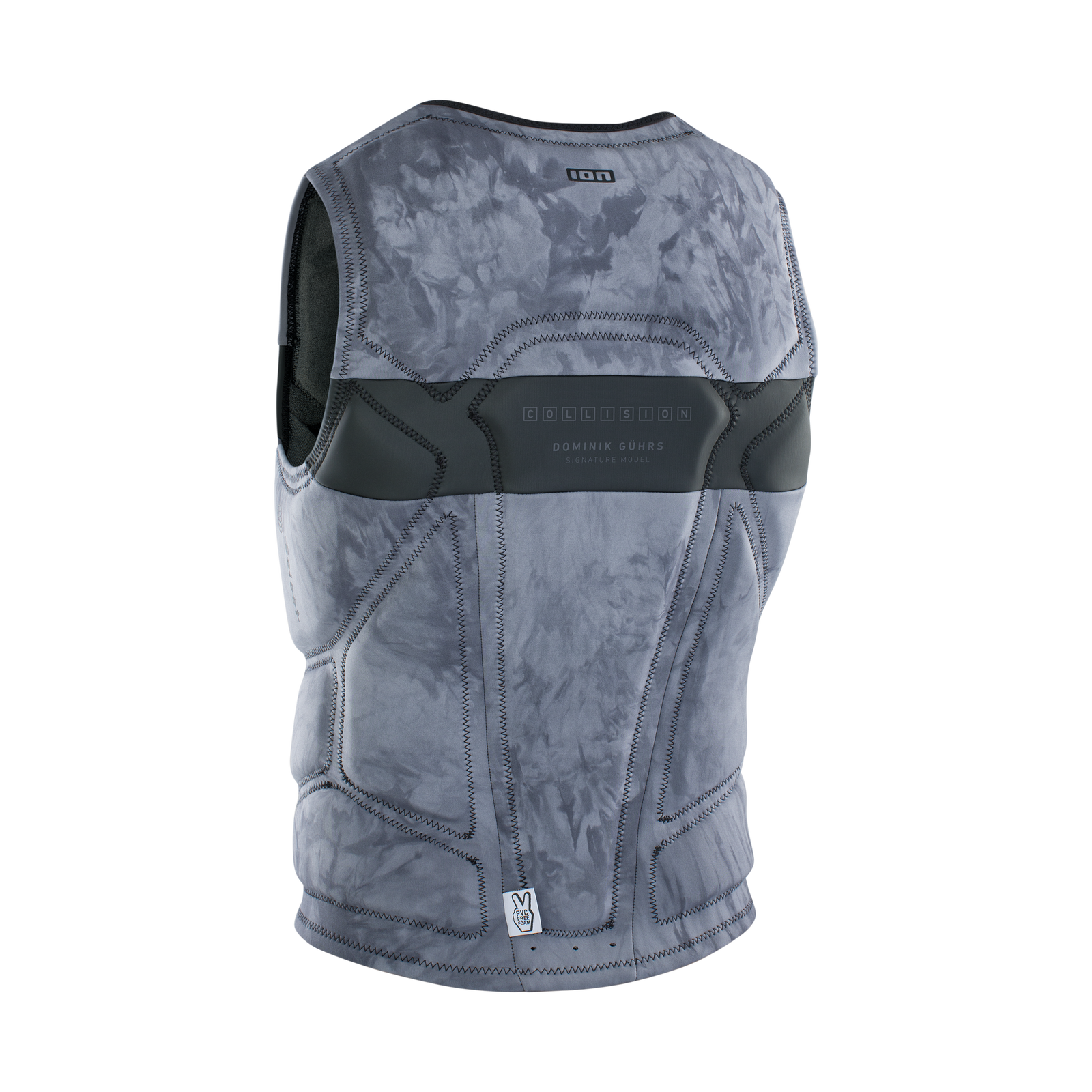 ION Collision Select impact vest men in slate grey with spine and rib protection panels, back view
