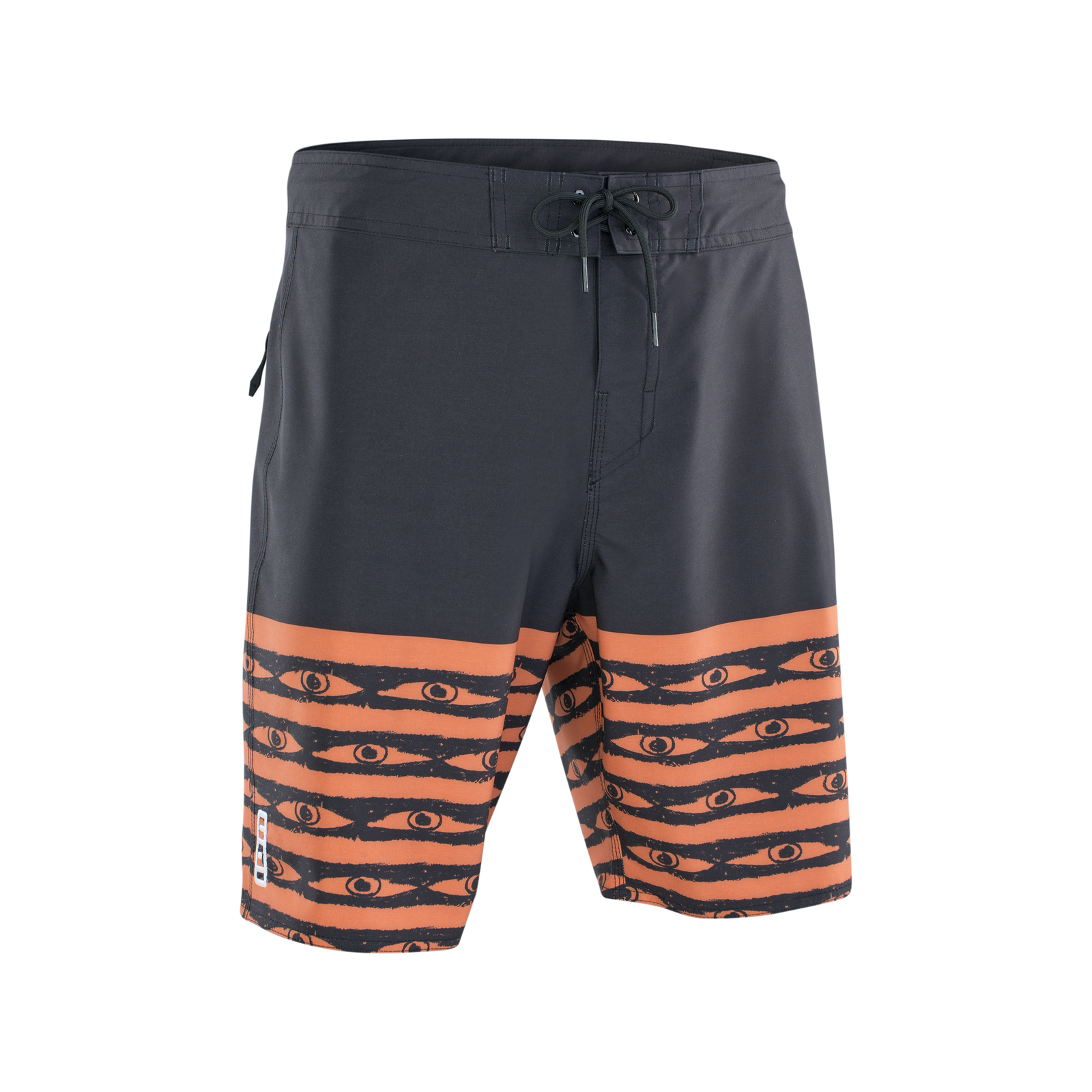 Short de surf ION Slade 19" homme en bleu marine foncé et corail avec imprimé motif yeux
