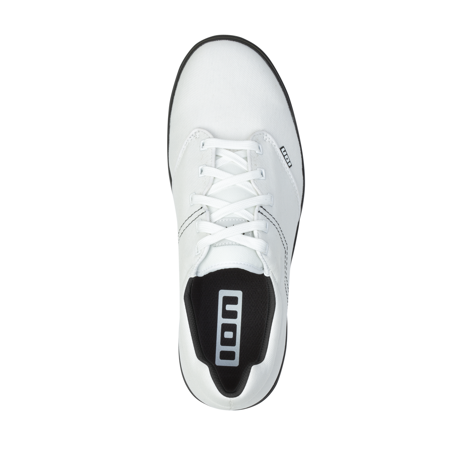 Chaussures de vélo ION Seek unisexe en blanc avec semelle noire — vue du dessus