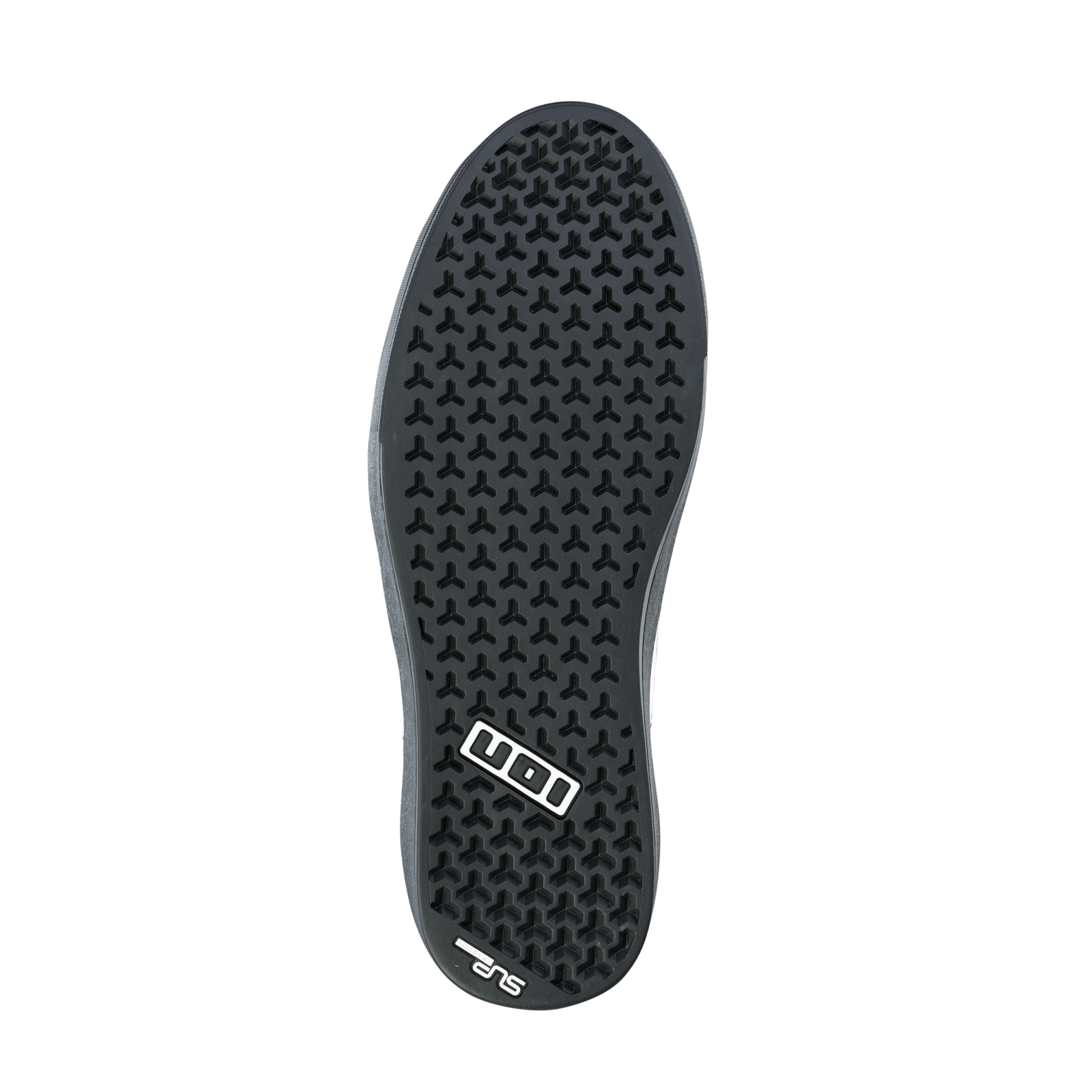 Détail de semelle de la chaussure vélo ION Seek en noir avec profil SUPTraction et grip Pin Tonic