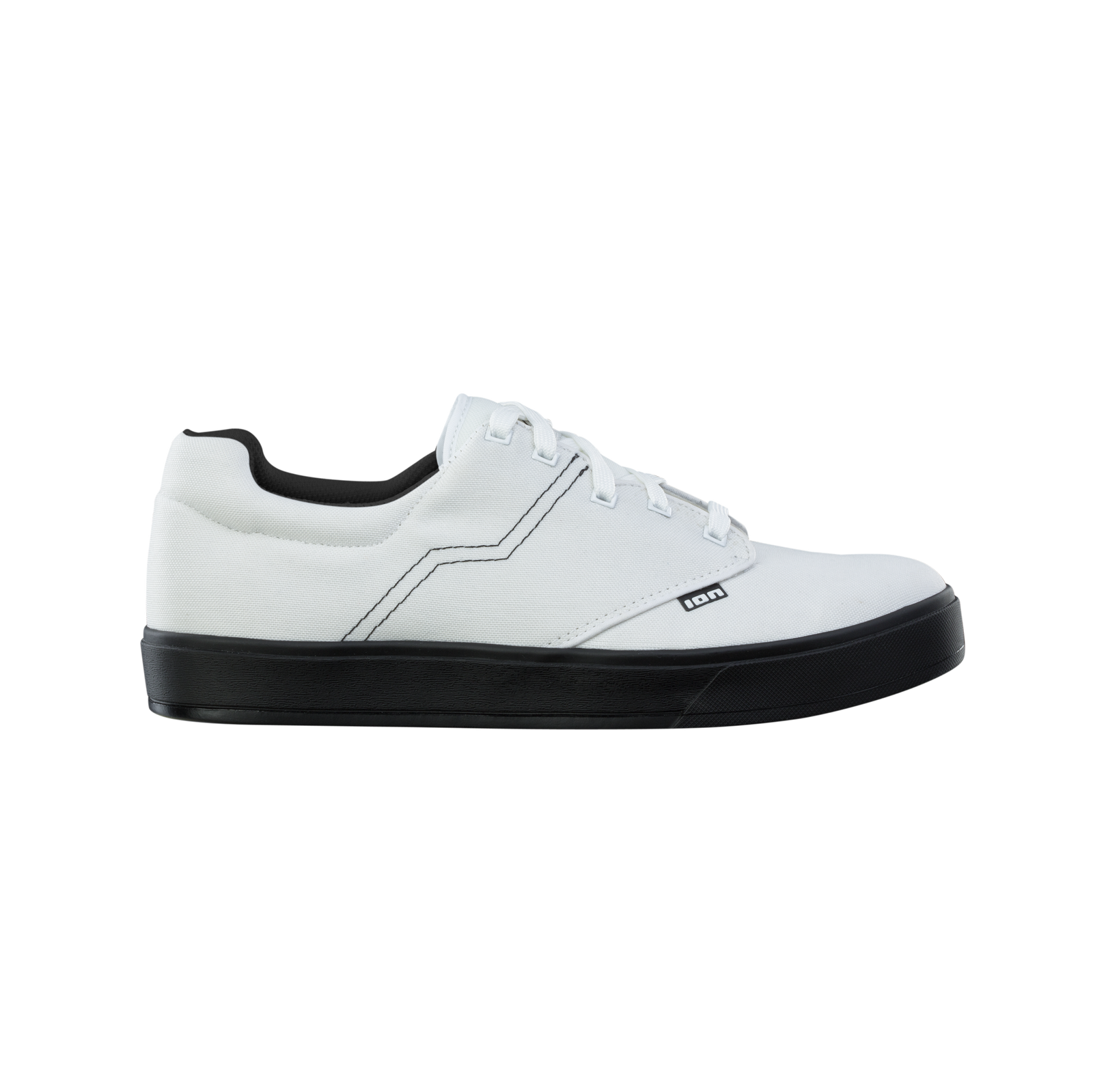 Chaussures vélo ION Seek unisexe pédale plate en blanc et noir, vue latérale