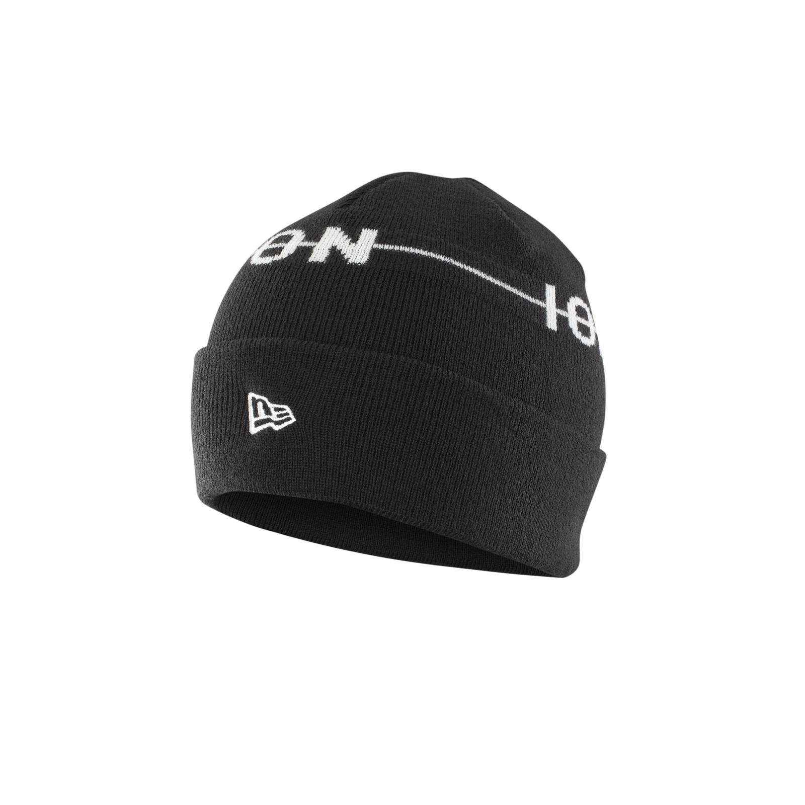 ION Beanie Logo Allround Strickmütze OneSize in schwarz mit weißem Allover-Schriftzug