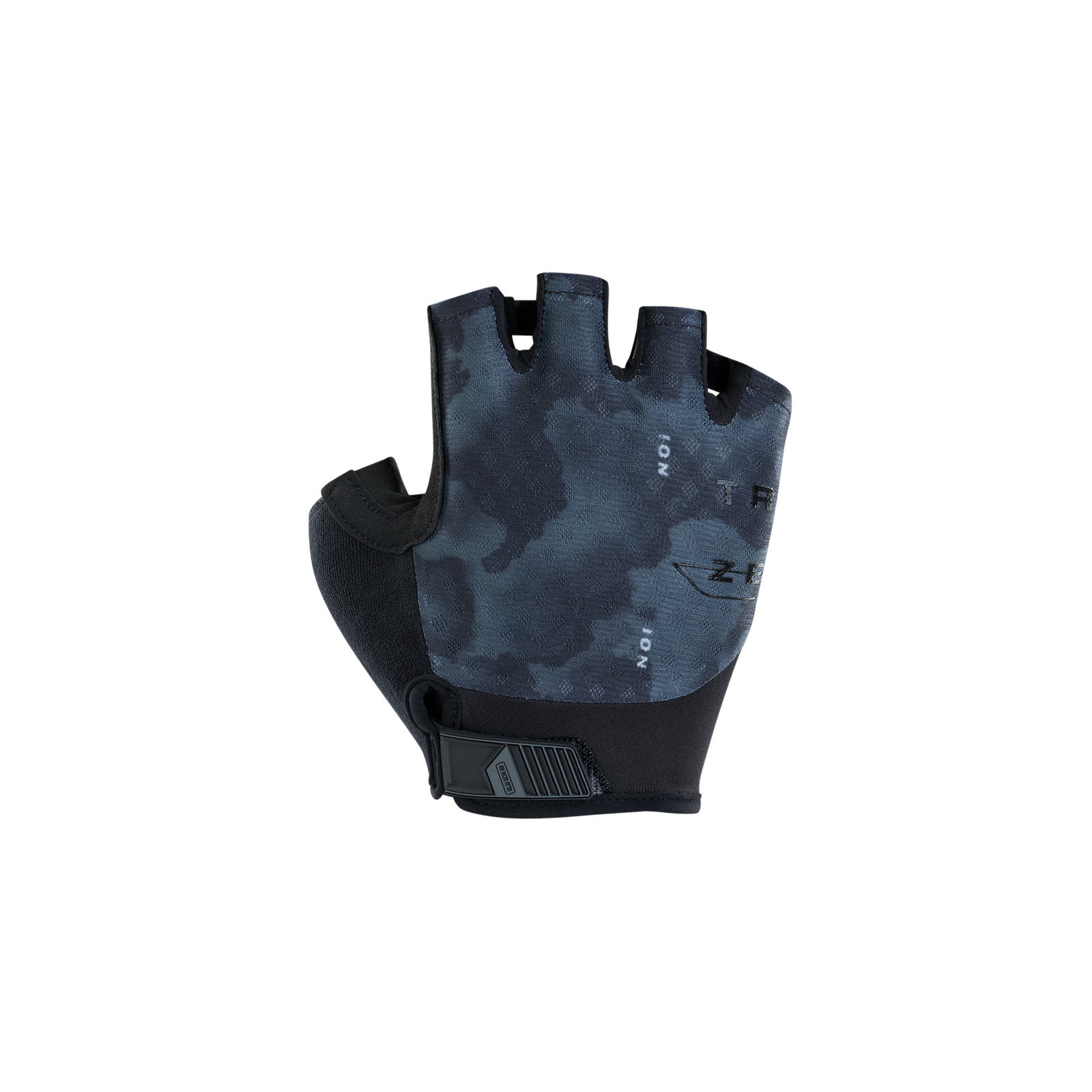 ION Traze short half-finger bike gloves in dark navy camo