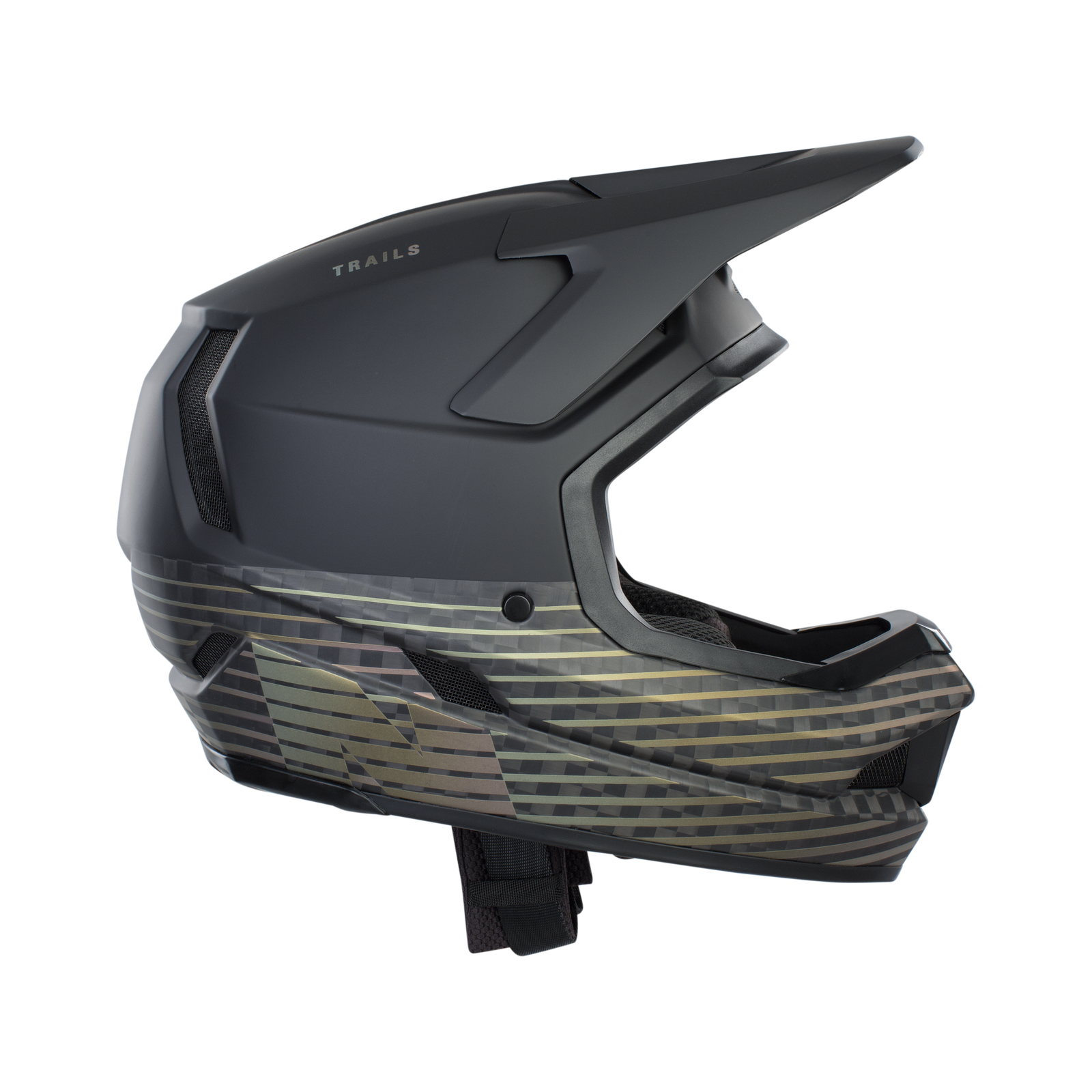 Casco MTB integrale ION Scrub Select MIPS in nero opaco con grafica oliva e bronzo