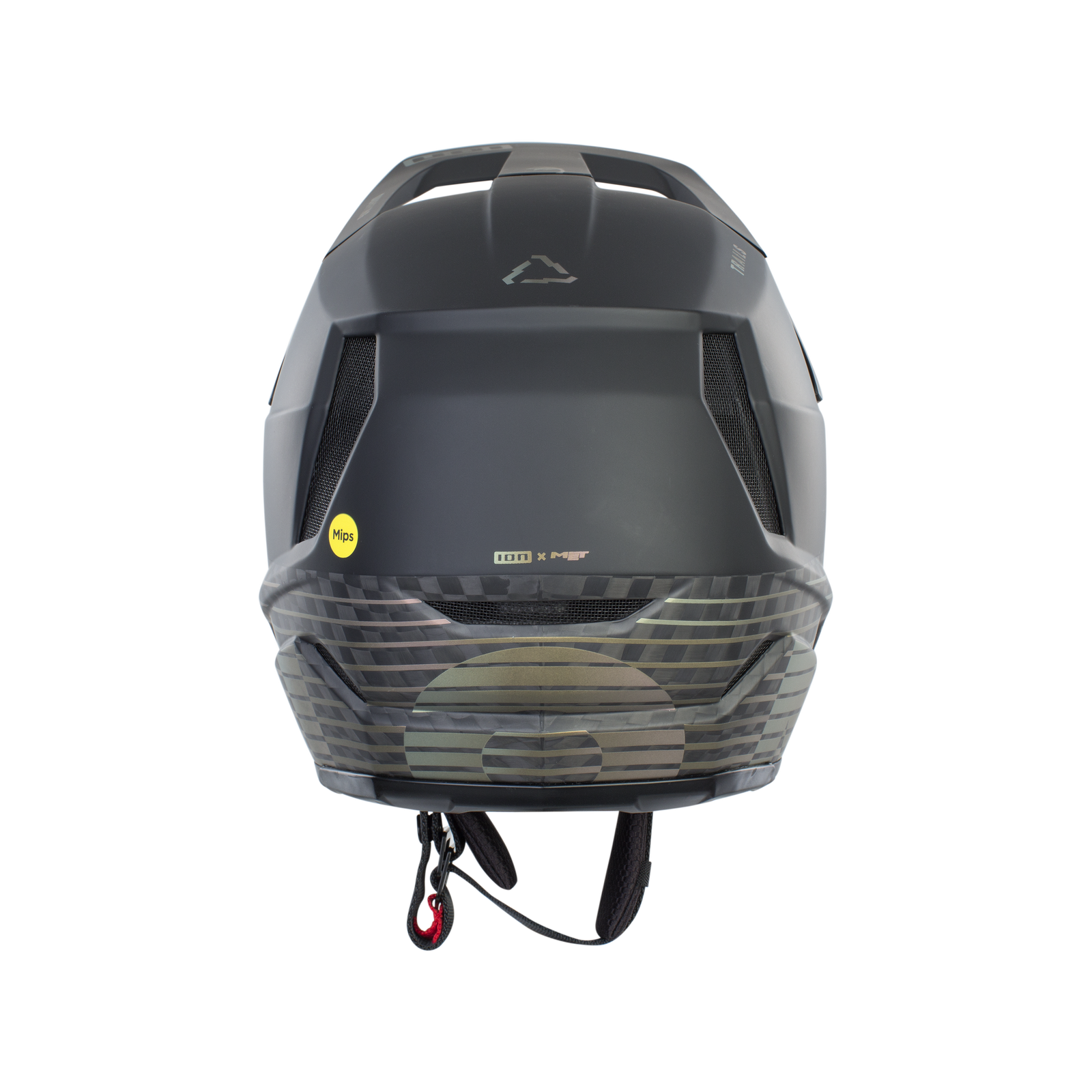 Casco integrale MTB ION Scrub Select MIPS in grigio scuro con guscio in carbonio e sistema MIPS, vista frontale