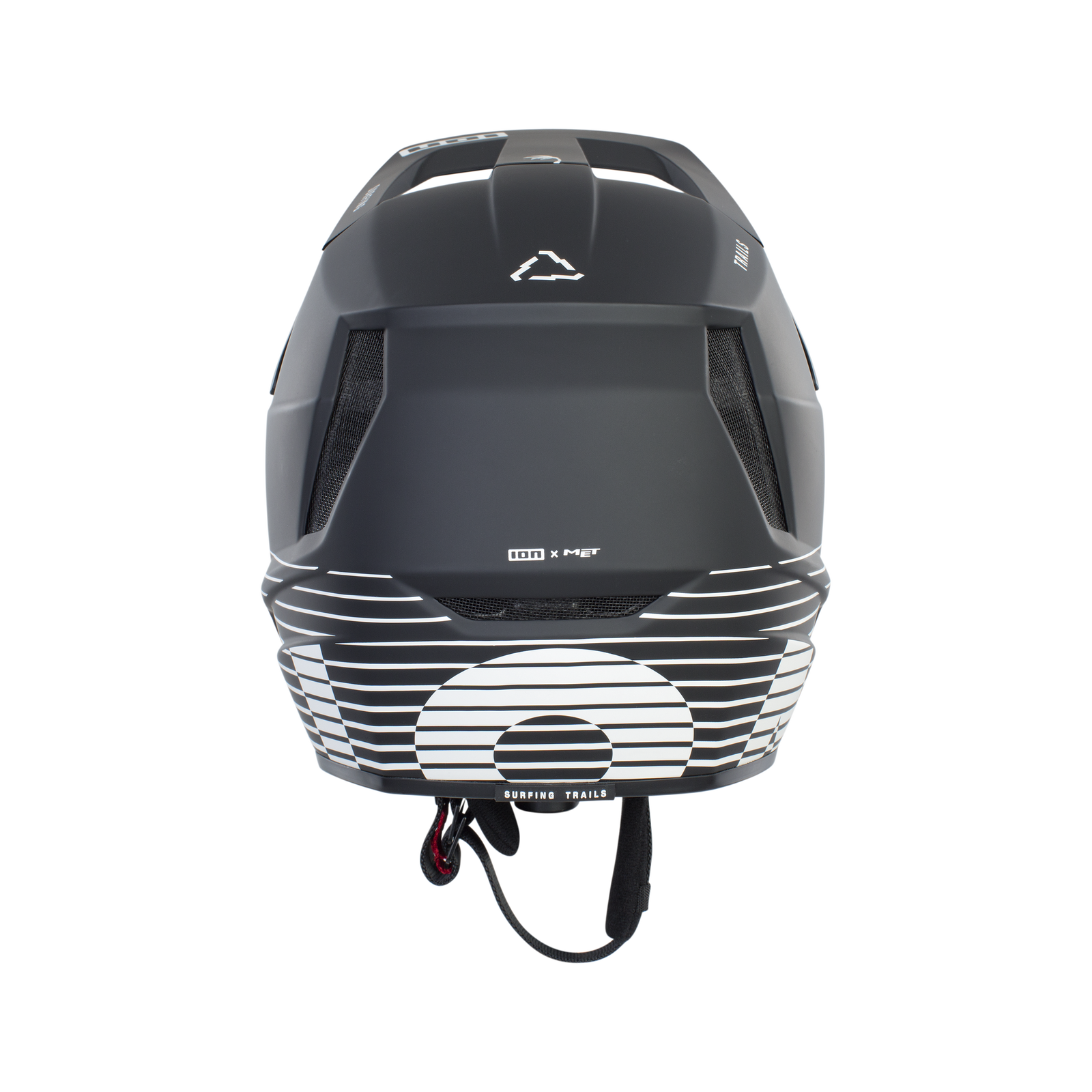ION x MET Scrub Amp Fullface-Helm für Enduro und Downhill in dunkelgrau mit grafischem Kinnschutz