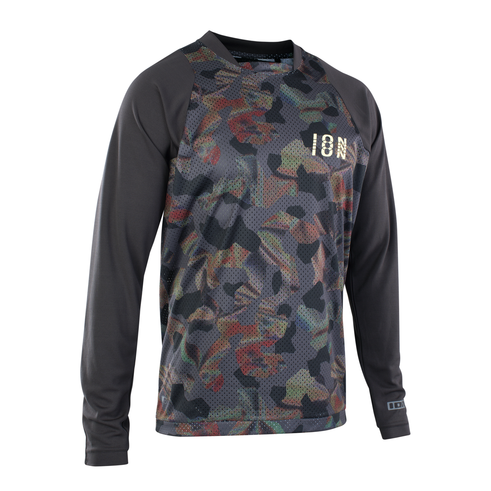 ION Bike Scrub LS maglia ciclismo manica lunga uomo in nero mimetico per enduro e downhill