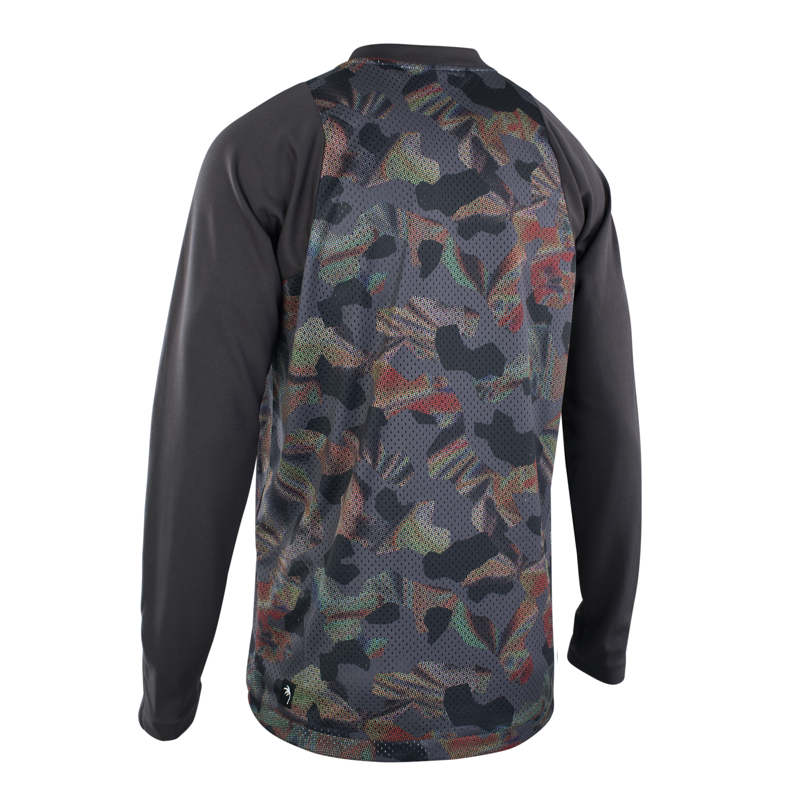 Maglia ciclismo manica lunga ION Bike Scrub LS uomo in nero con pannello posteriore a rete mimetica per enduro