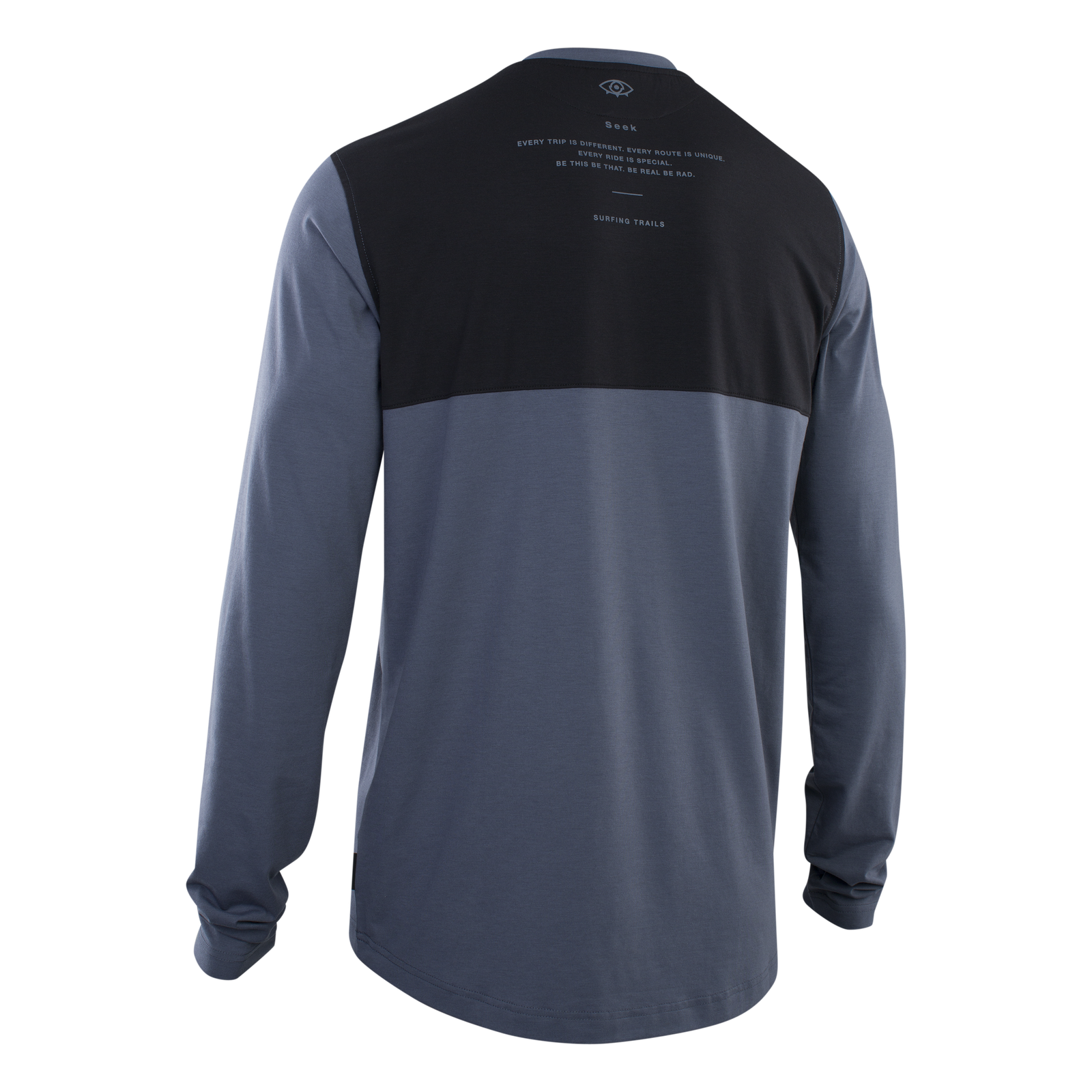 ION Bike Seek Amp long-sleeve jersey men in slate blue and black for mountain biking