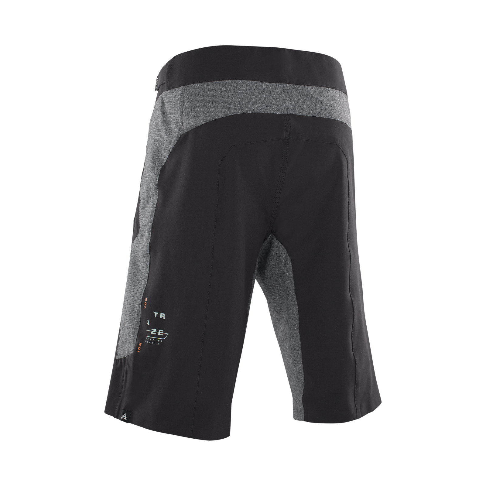 ION Traze Amp AFT men's cycling shorts in black and grey for mountain biking