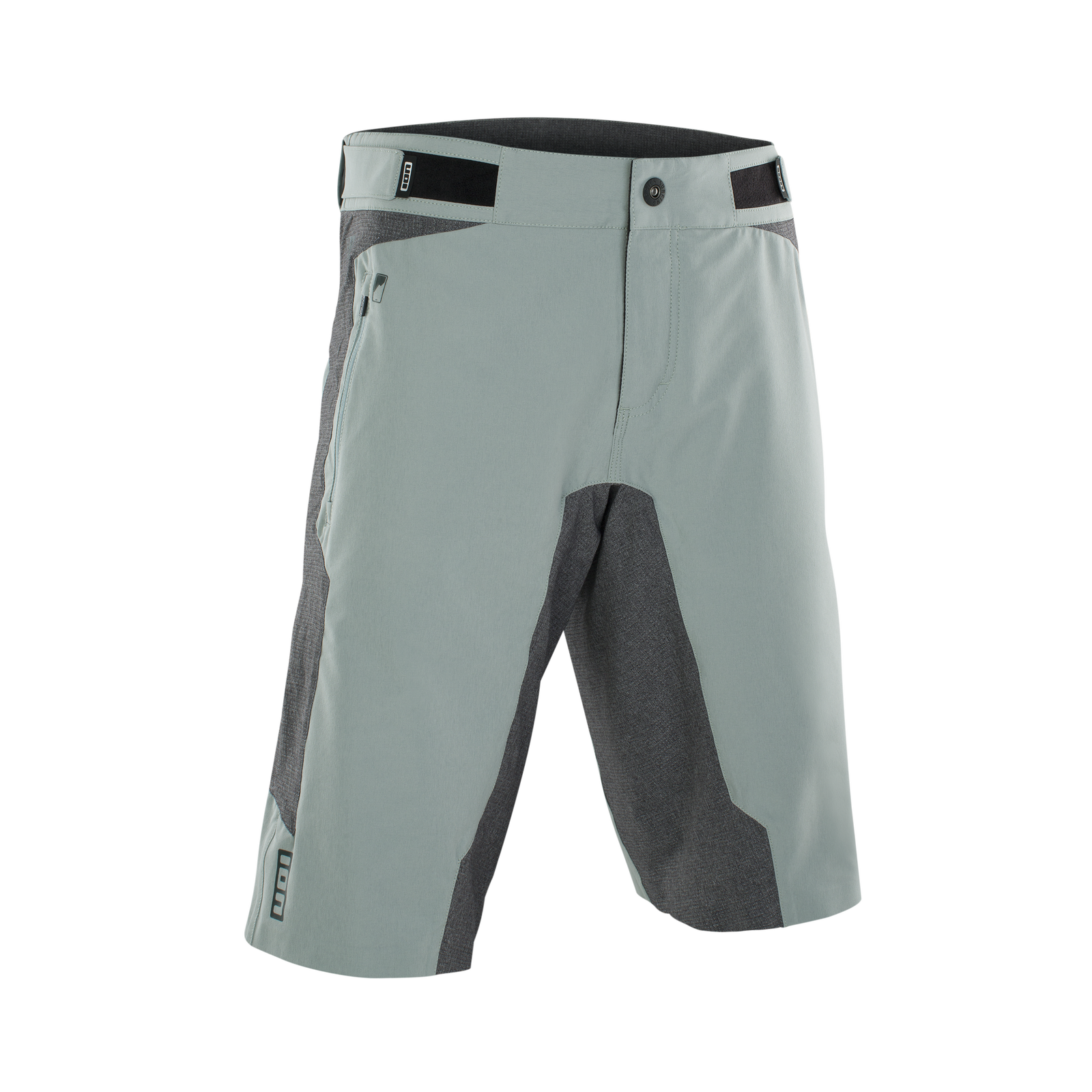 ION Bike Traze Amp AFT Herren Bikeshorts in salbeigrün und anthrazit für Mountainbike-Trail